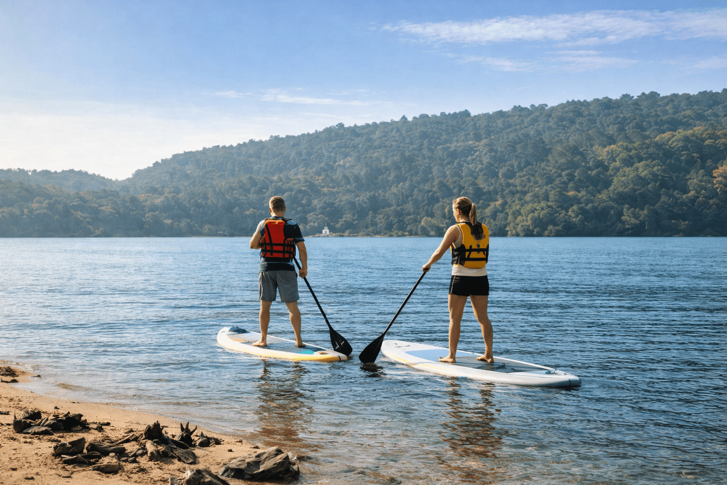 Paddle e paisagem no rio Tâmega