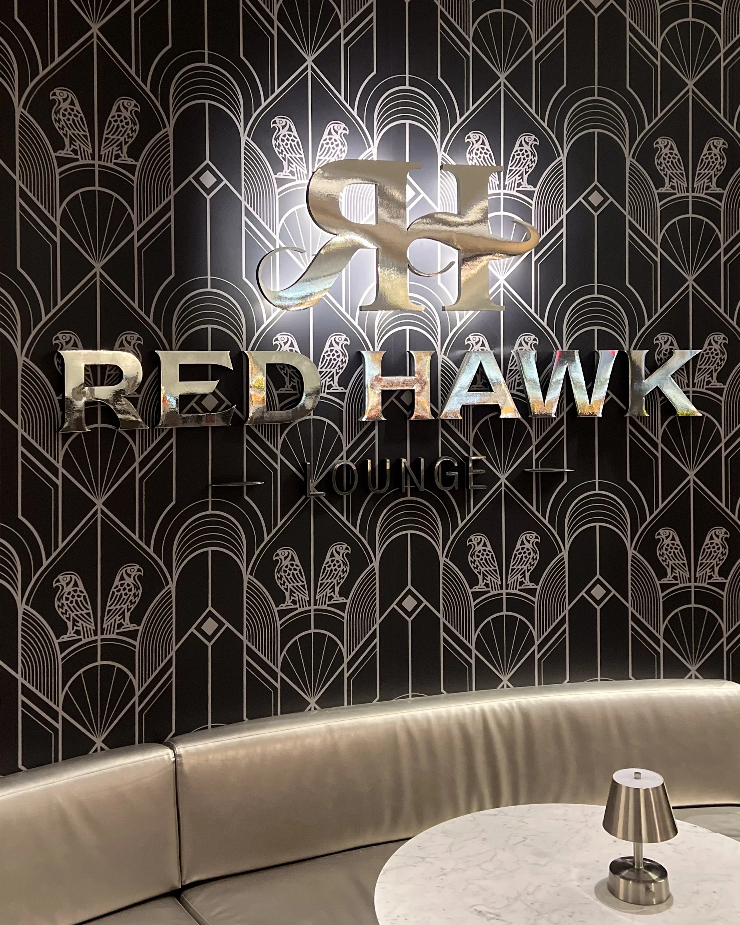 Backlit 3D graphics printed, cut, and installed for the Sacramento Kings' new Red Hawk lounge