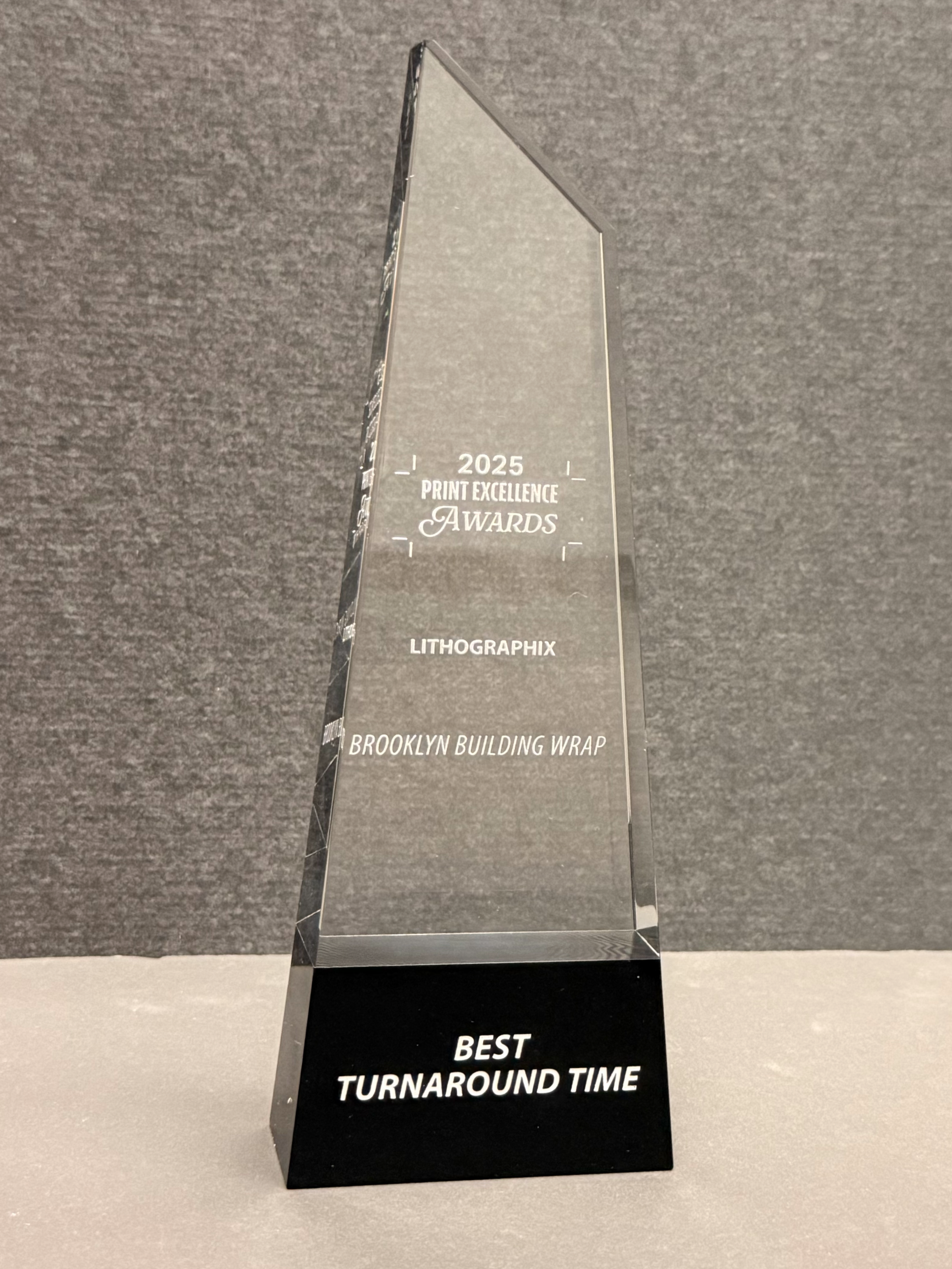 Best Turnaround Time awarded to Lithographix at the 2025 Print Excellence Awards