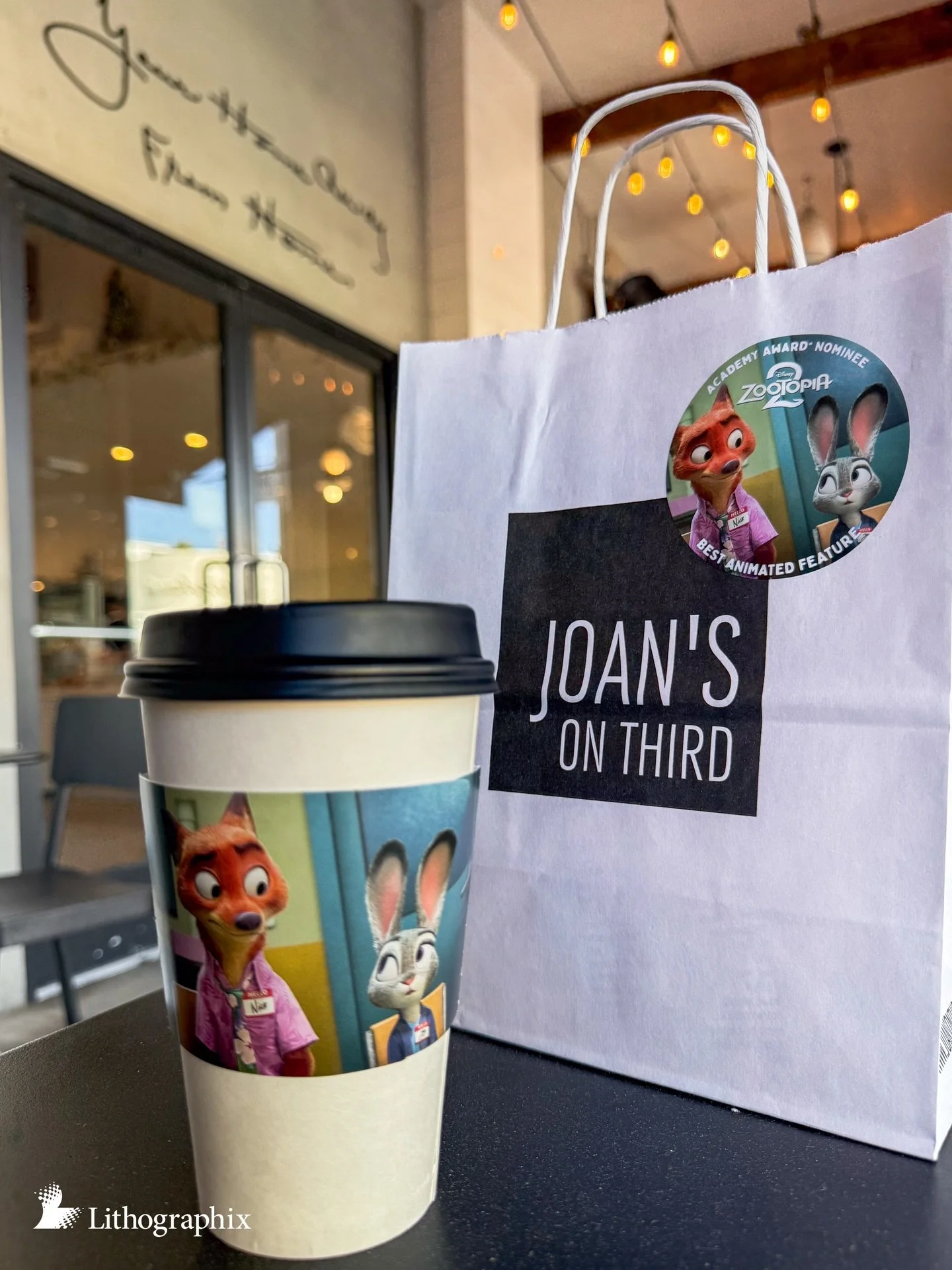We&rsquo;re turning @joansonthird into a zoo-oo-oo! ☕🐾 Loved seeing our coffee cup holders and stickers for Zootopia 2 out in the wild.  Not featured in the image: the table tents and catering truck decals we also created for the project.

&mdash;&m