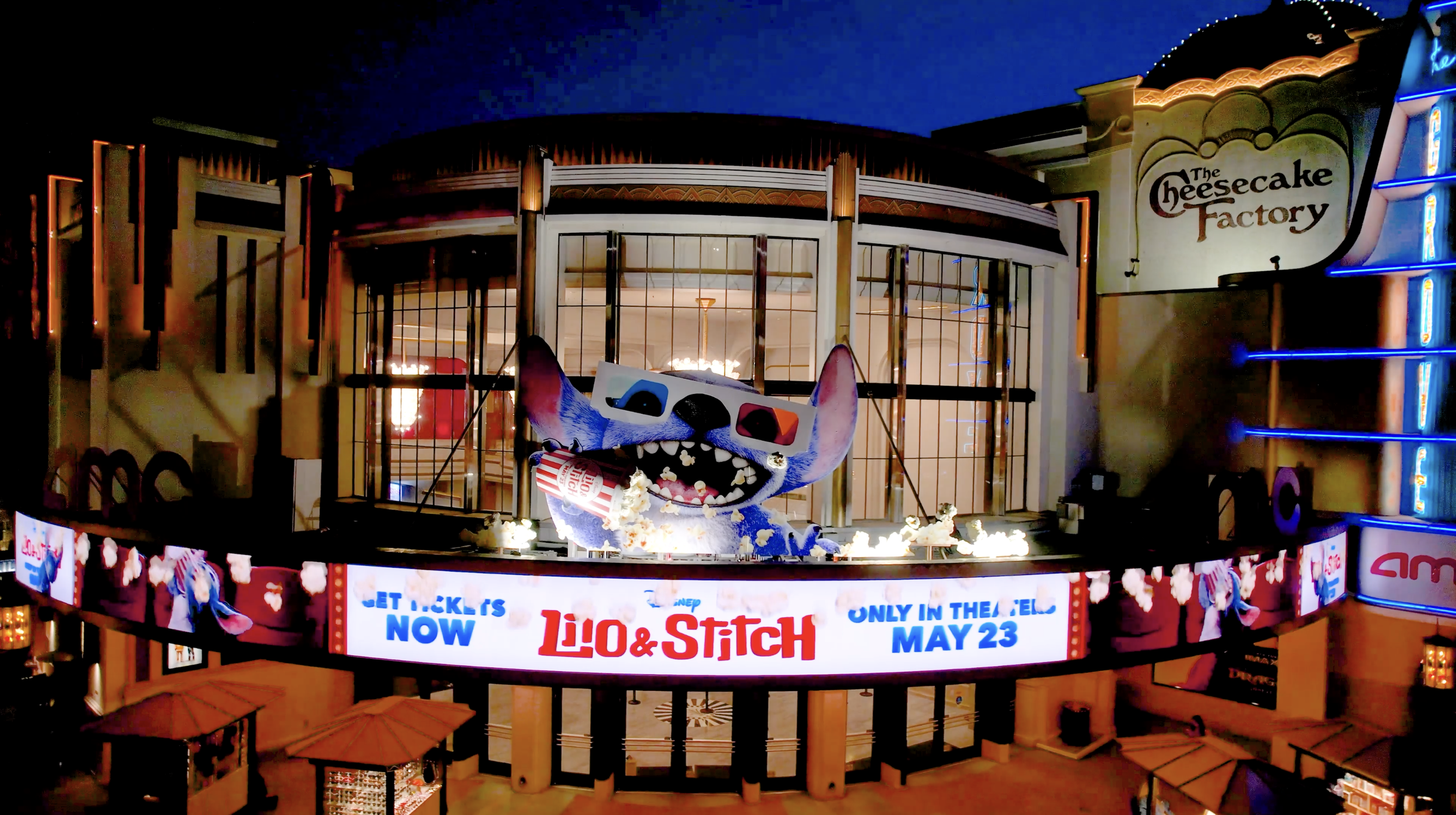 Specialty 3D billboard for the Stitch movie premiere, with custom-made transparent 3D glasses