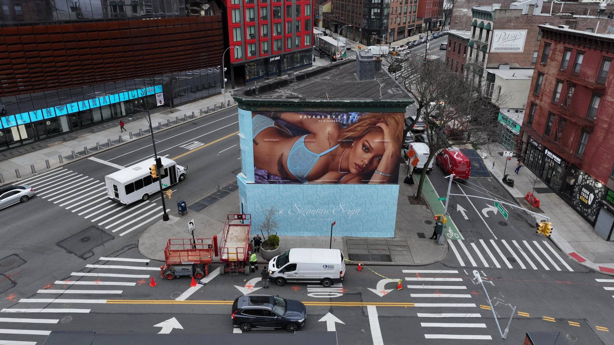 Award-winning building wrap printed and installed for Savage X Fenty