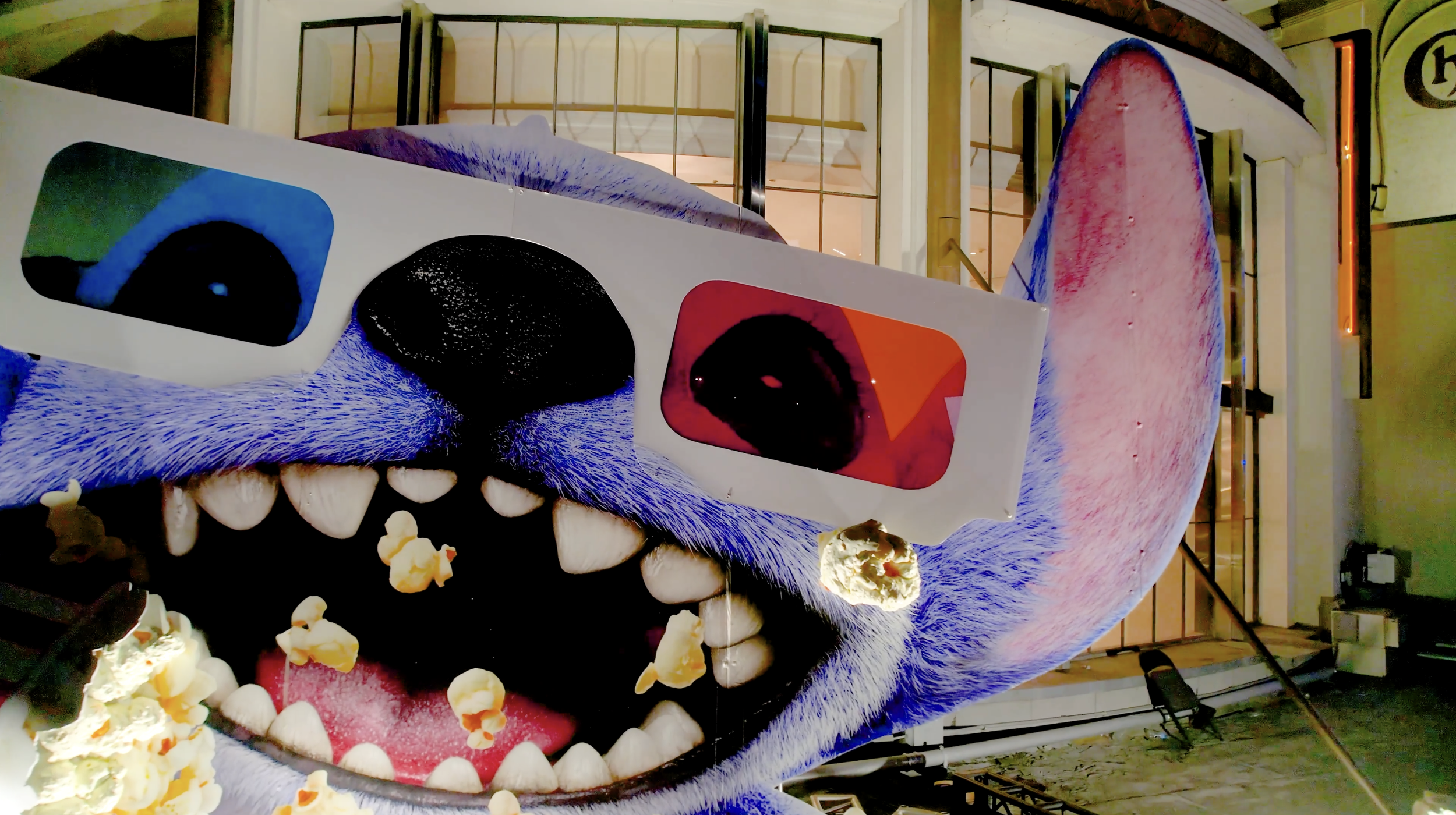 Specialty 3D billboard for the Stitch movie premiere, with custom-made transparent 3D glasses