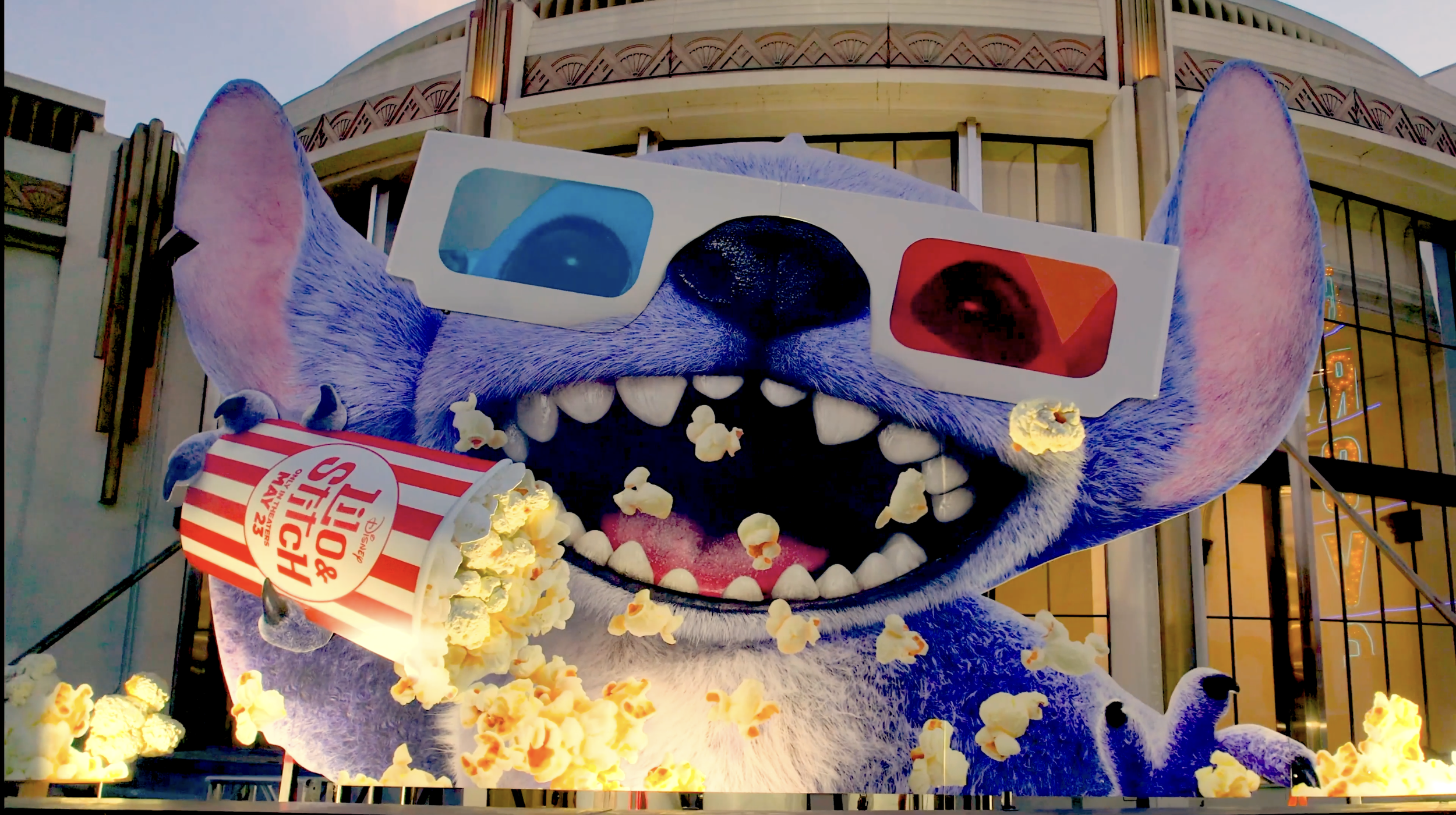 Specialty 3D billboard for the Stitch movie premiere, with custom-made transparent 3D glasses