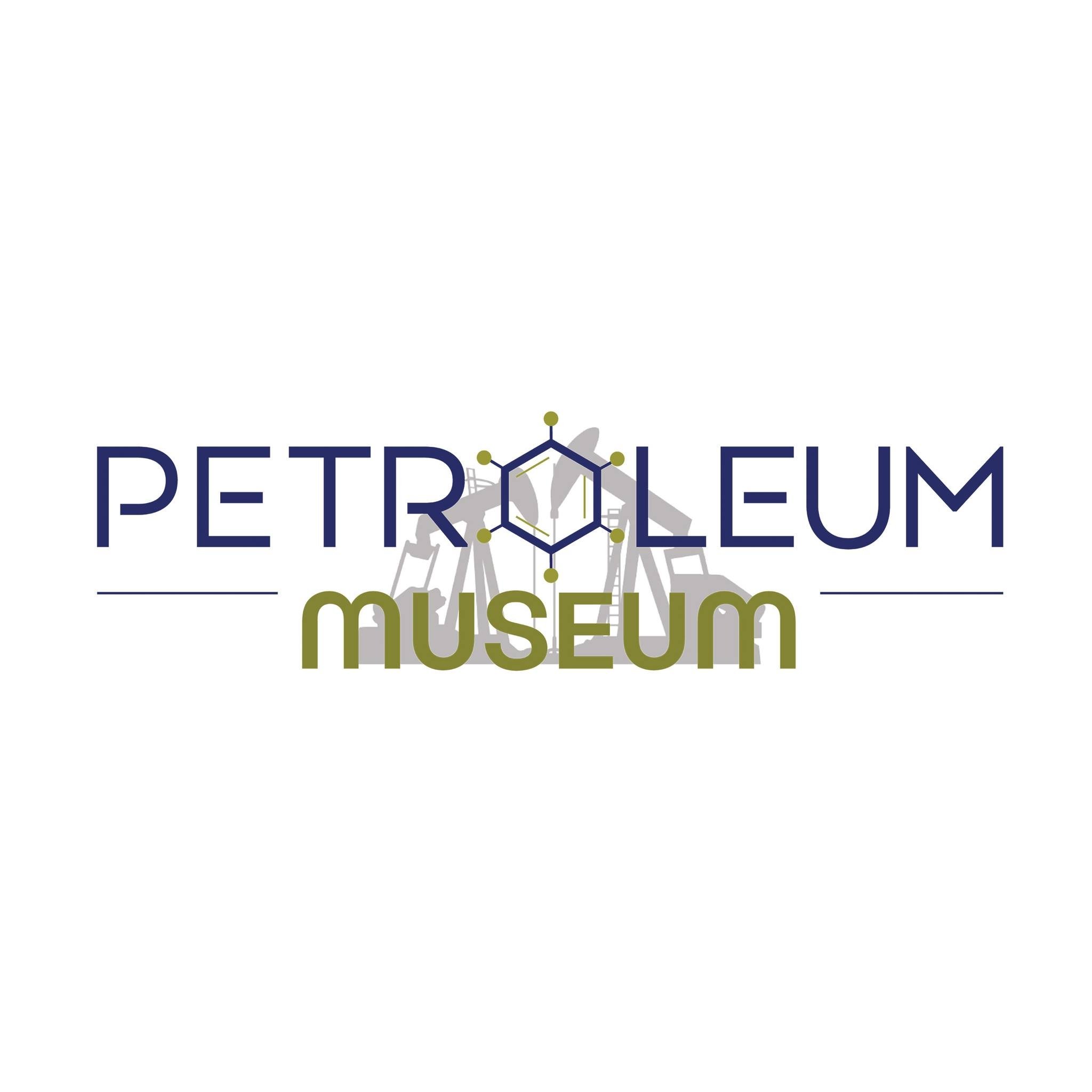Logo of the Petroleum Museum with text 'Petroleum Museum' over a graphic of an oil pump jack and molecular structure.