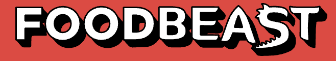 Text reading 'FOODBEAST' on a red background with bold, black and white letters.