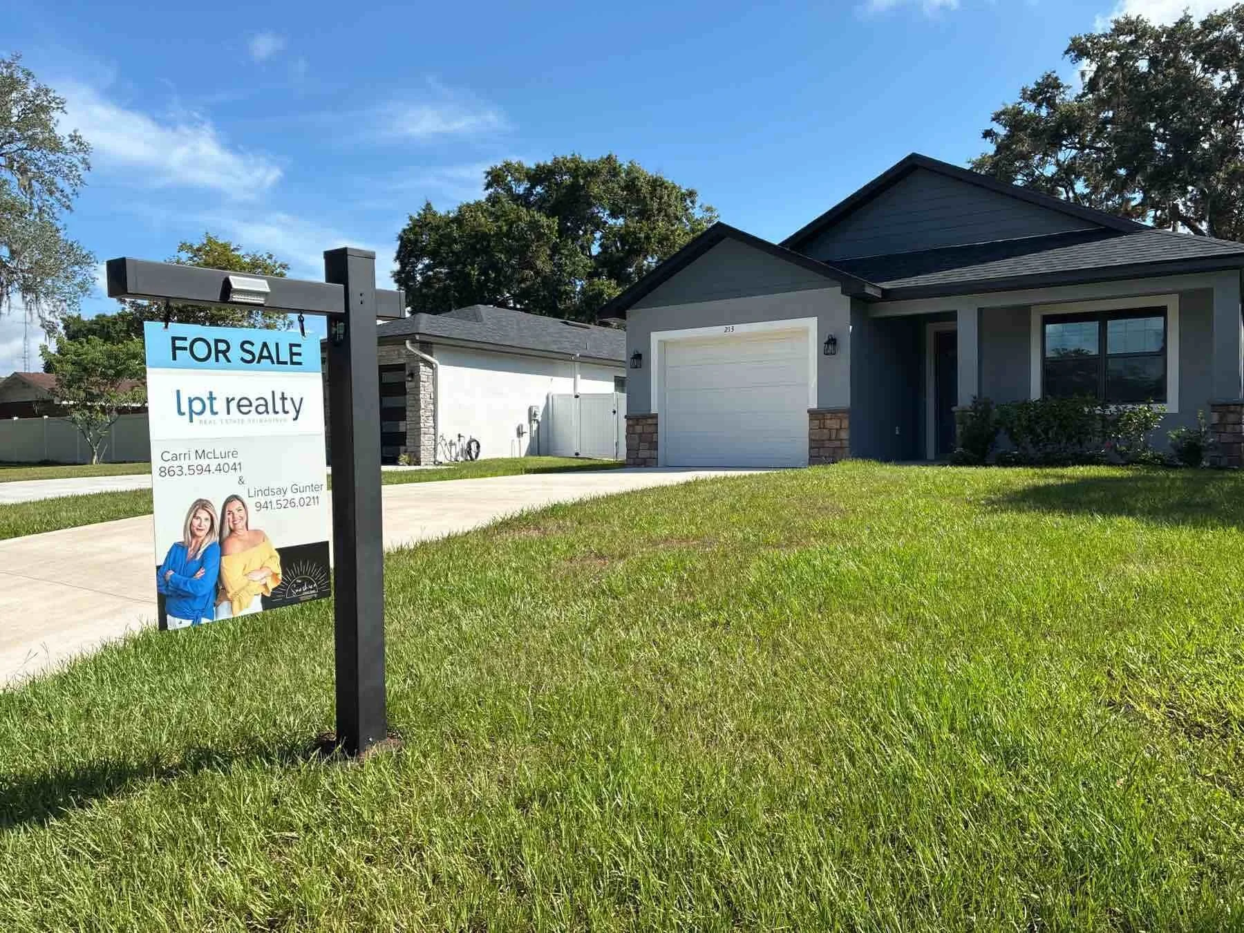 A house with a sign post