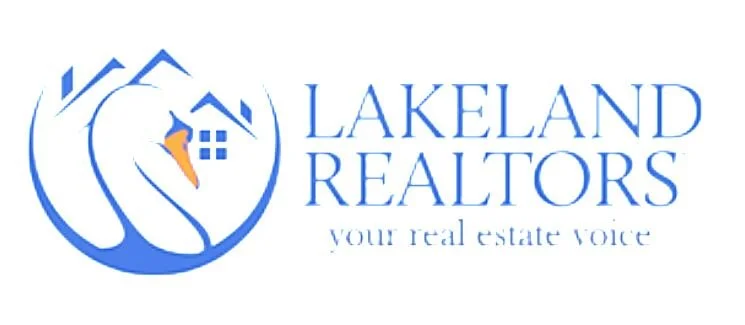 Lakeland Realtors logo with a swan, houses, and the slogan "your real estate voice".