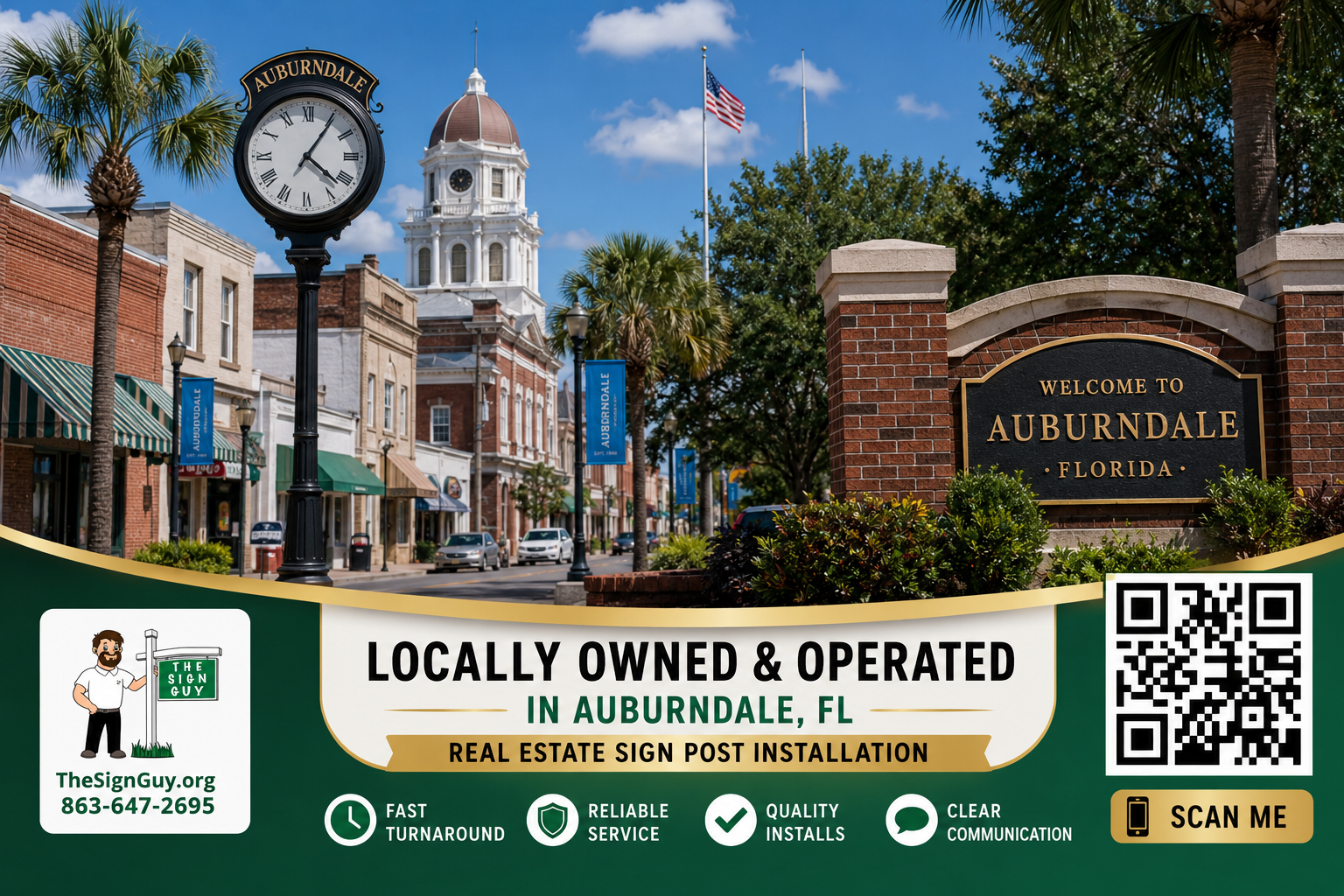 Downtown Auburndale with city hall in the background
