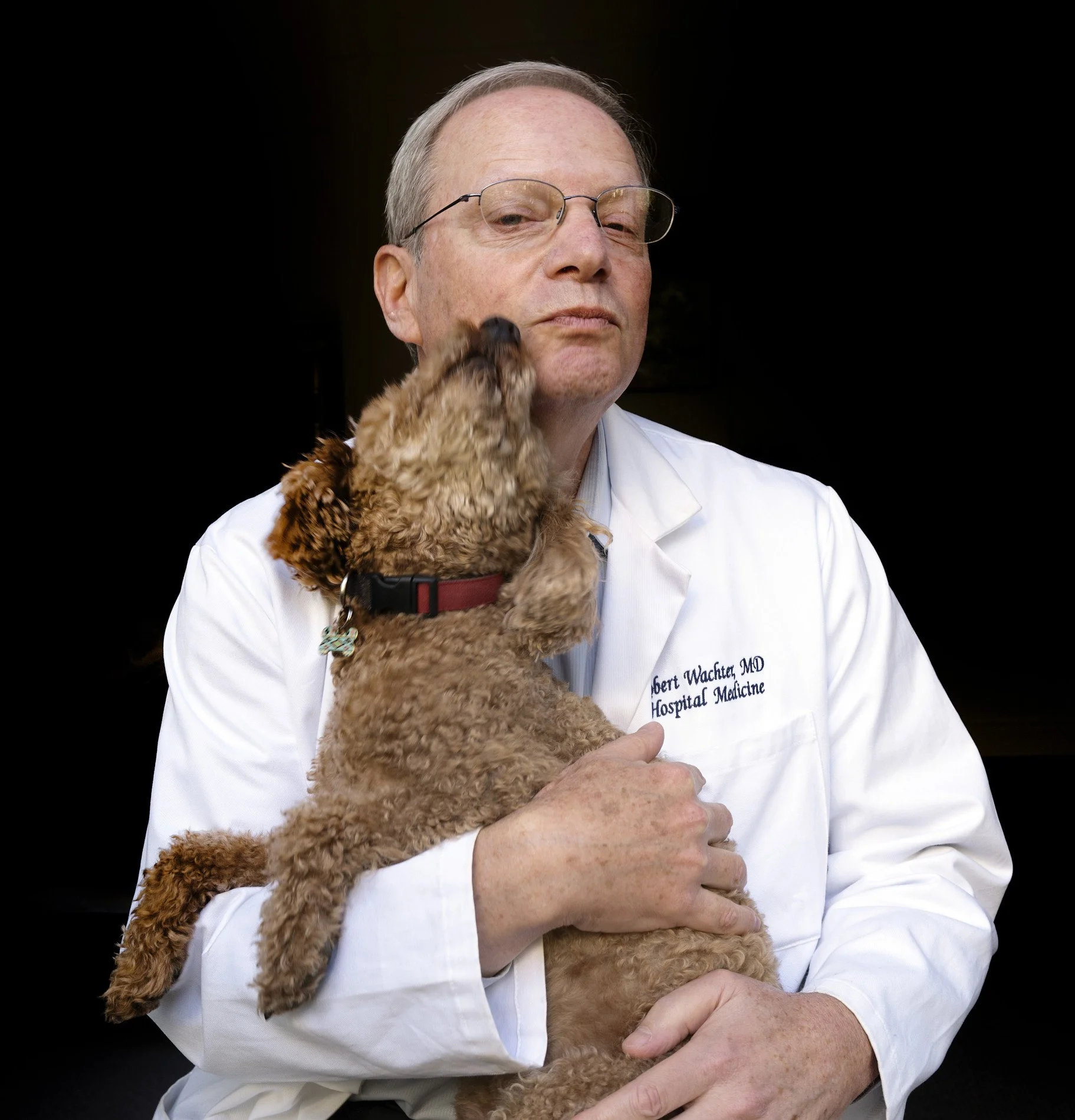 Bob Wachter with his dog, Newman