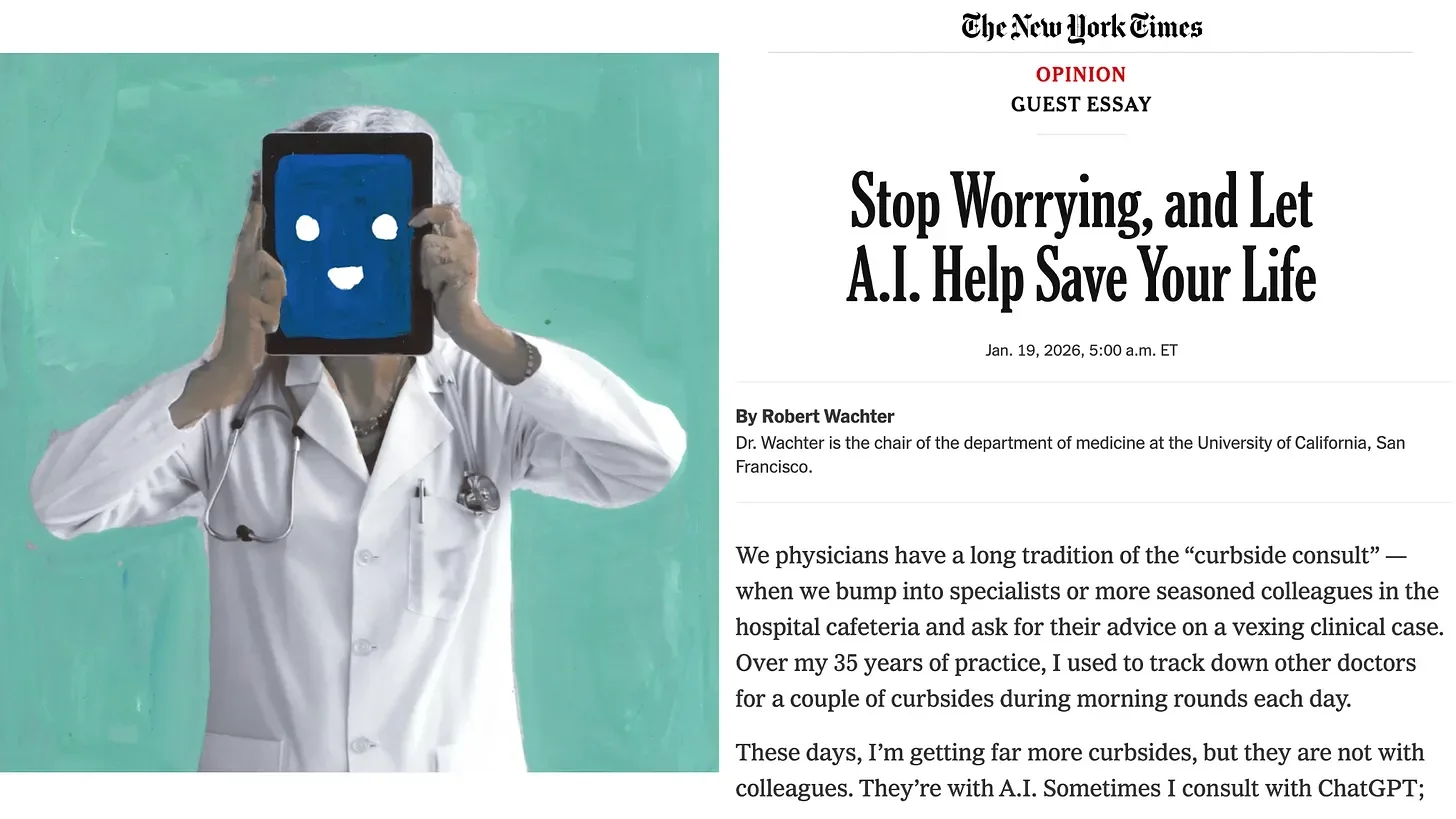 A physician with face obscured by a computer tablet