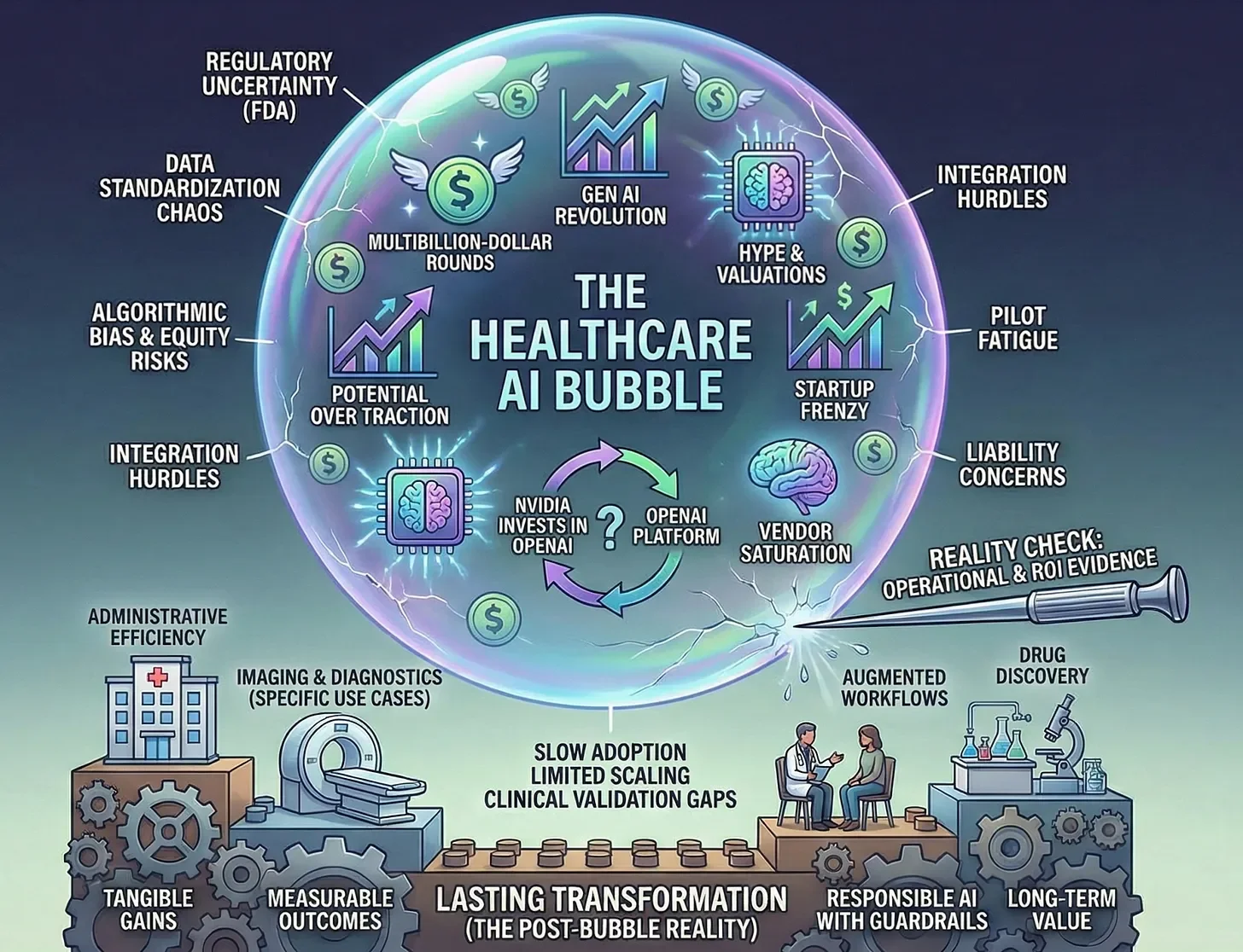 Gemini 3/Nano Banana’s Depiction of a Healthcare AI Bubble