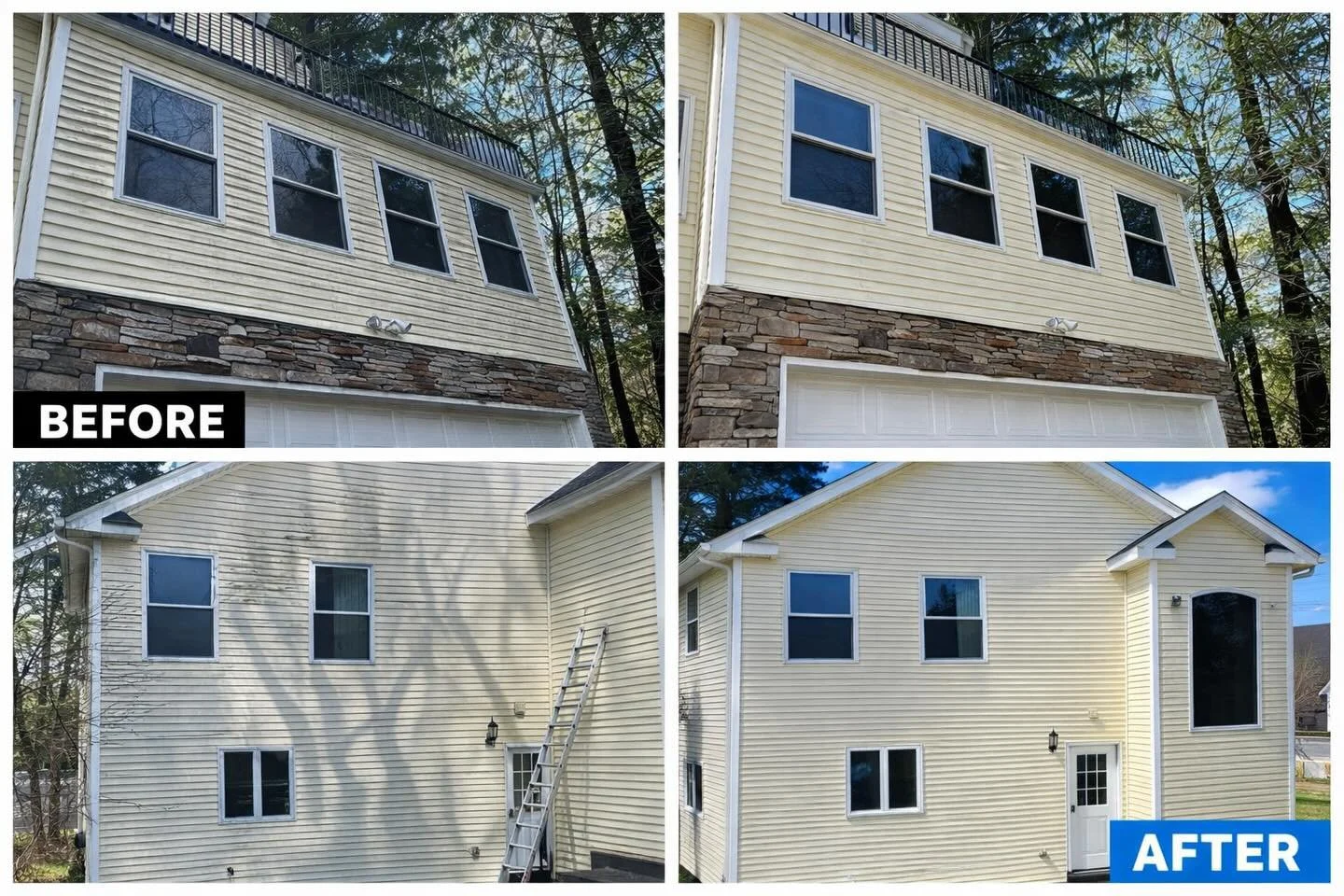 Full Exterior Wash Transformation | Westchester County. Before vs After on this full house wash 🧼

Years of dirt, algae, and buildup completely removed from siding, trim, and garage door. This is what proper soft washing + pressure cleaning looks li