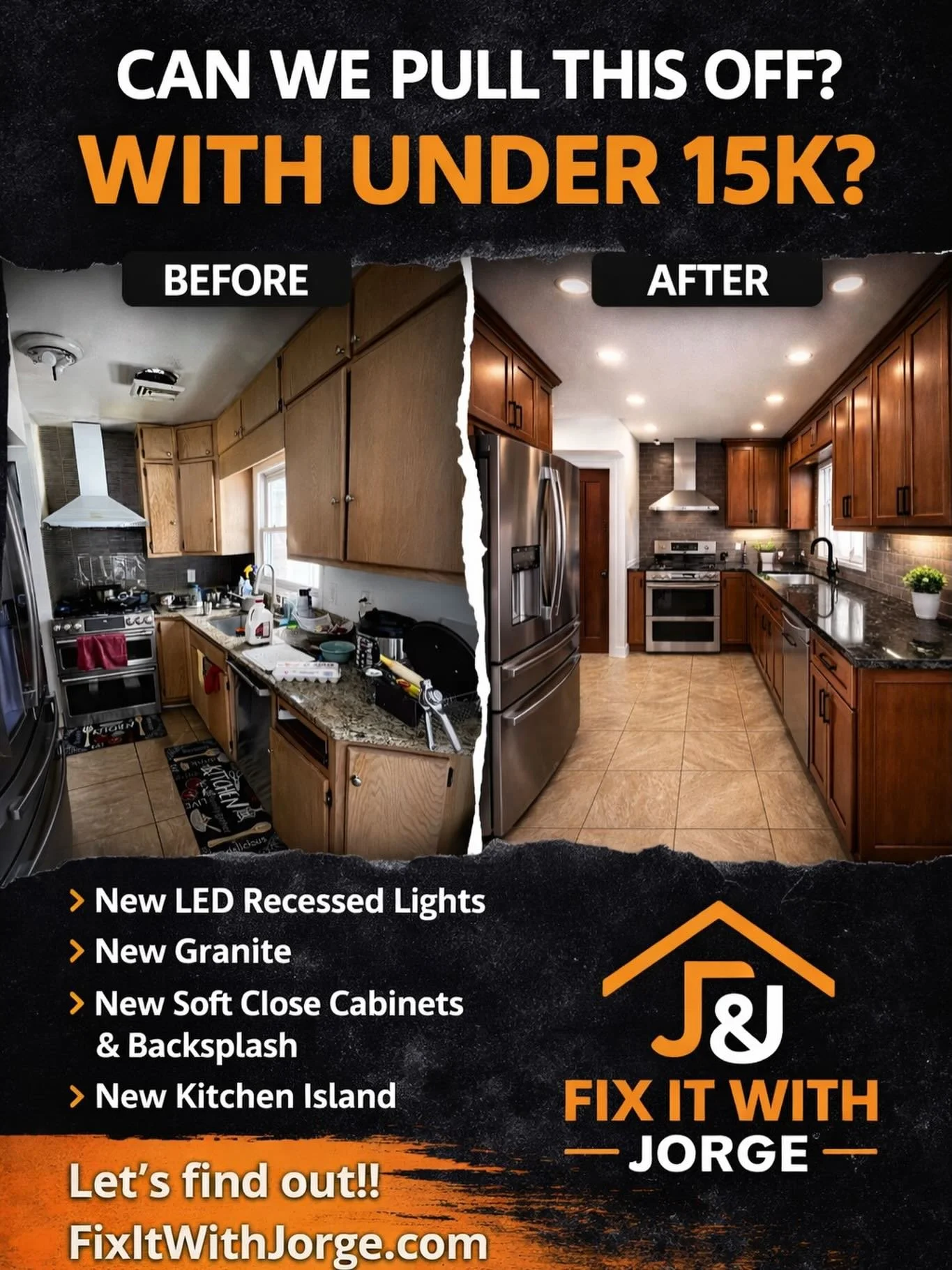 Can we pull off this kitchen transformation with a target budget under $15K?

This kitchen is about to go through a complete renovation, and we&rsquo;re documenting the process from start to finish. The goal is to turn this outdated space into a clea