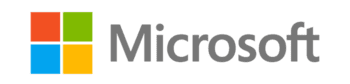 Microsoft logo with four colored squares and the word 'Microsoft' in gray text