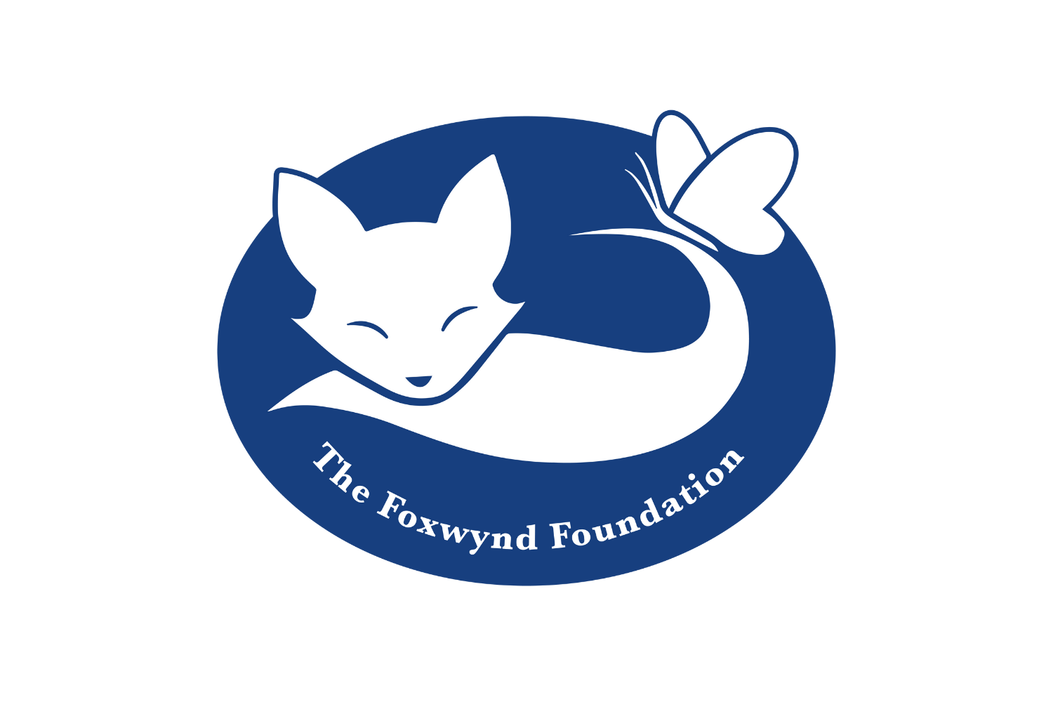 Logo of The Foxwynd Foundation featuring a fox curled around a butterfly, with the organization's name beneath.