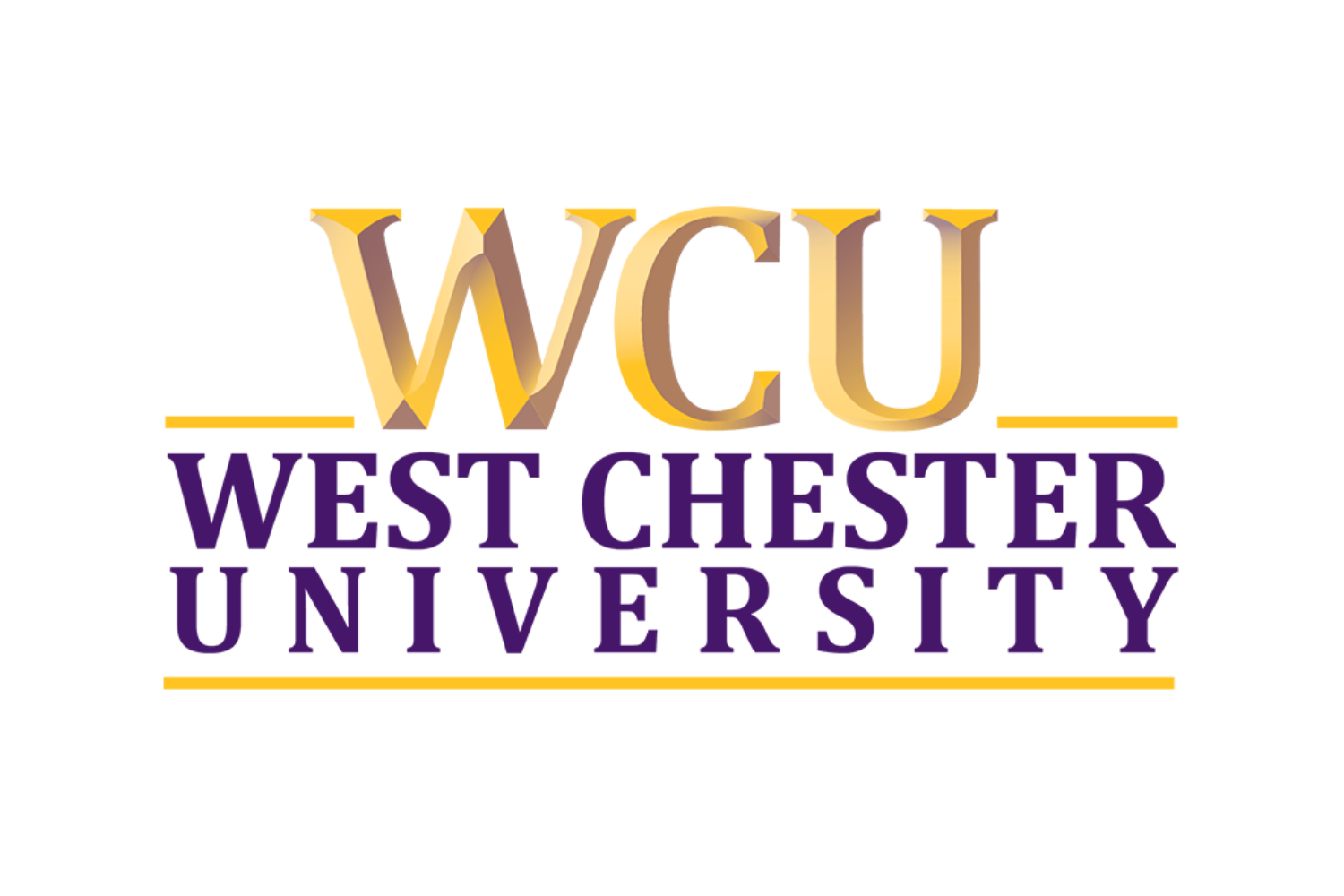 West Chester University logo with gold, purple, and white colors
