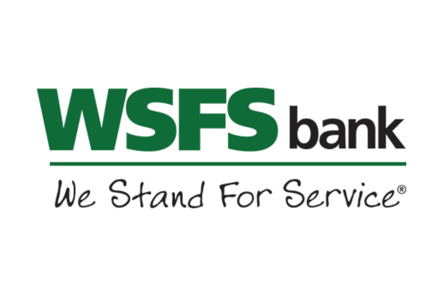 WSFS Bank logo with the slogan 'We Stand For Service'