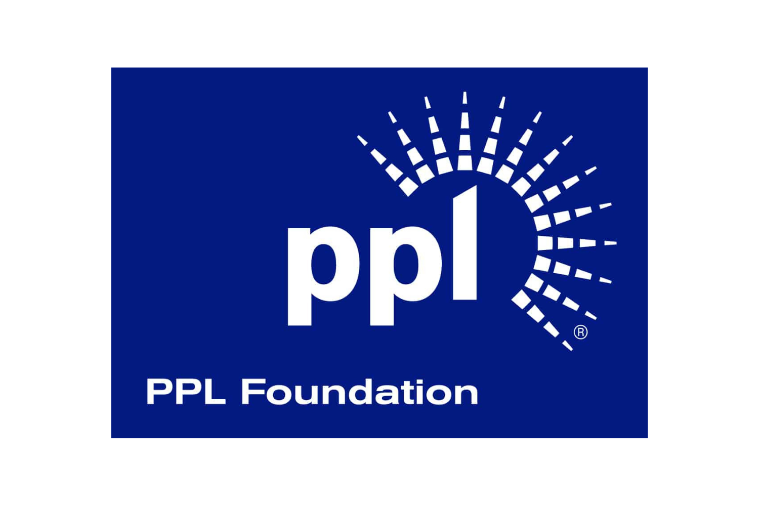 The logo of the PPL Foundation with a dark blue background, white text displaying "ppl" and "PPL Foundation," and a burst pattern of dashed white lines forming a semi-circle around the letter 'p' in 'ppl'.