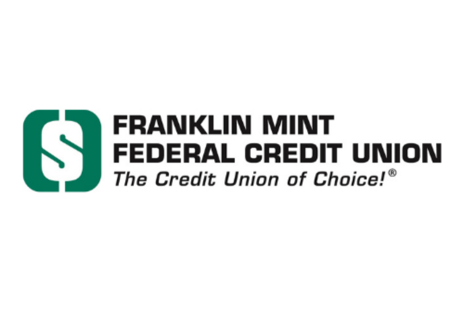 Logo of Franklin Mint Federal Credit Union with green emblem and black text, tagline 'The Credit Union of Choice!'
