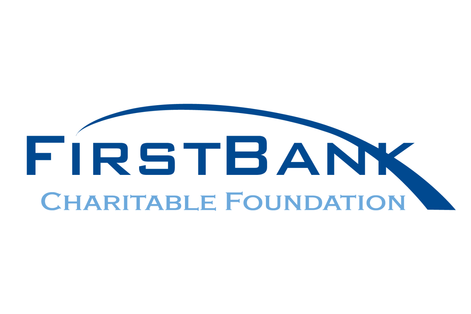 FirstBank Charitable Foundation logo with a stylized blue arch and the text 'FirstBank' in bold blue letters and 'Charitable Foundation' below in light blue