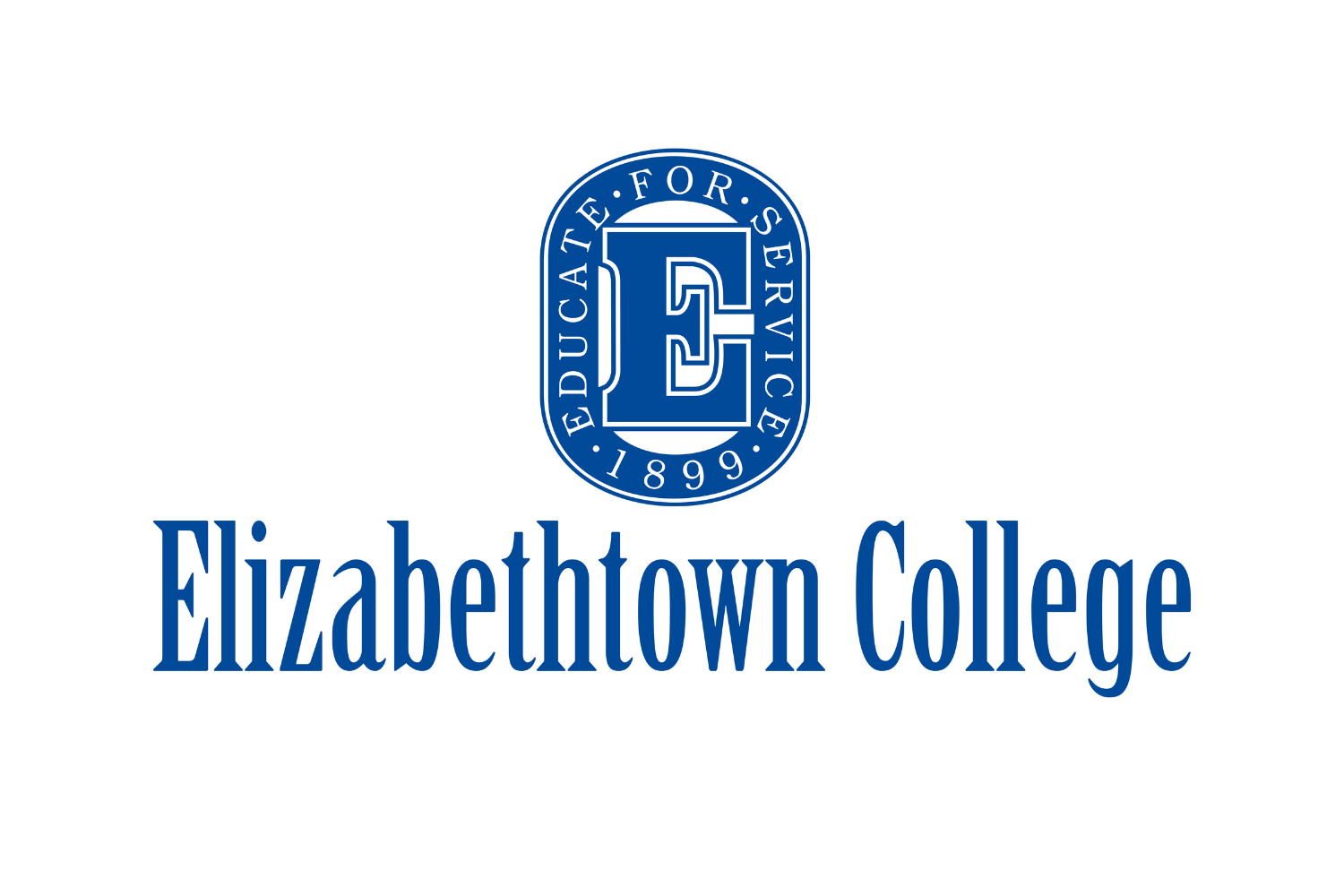 Elizabethtown College logo with a blue shield and the institution's name in blue text.