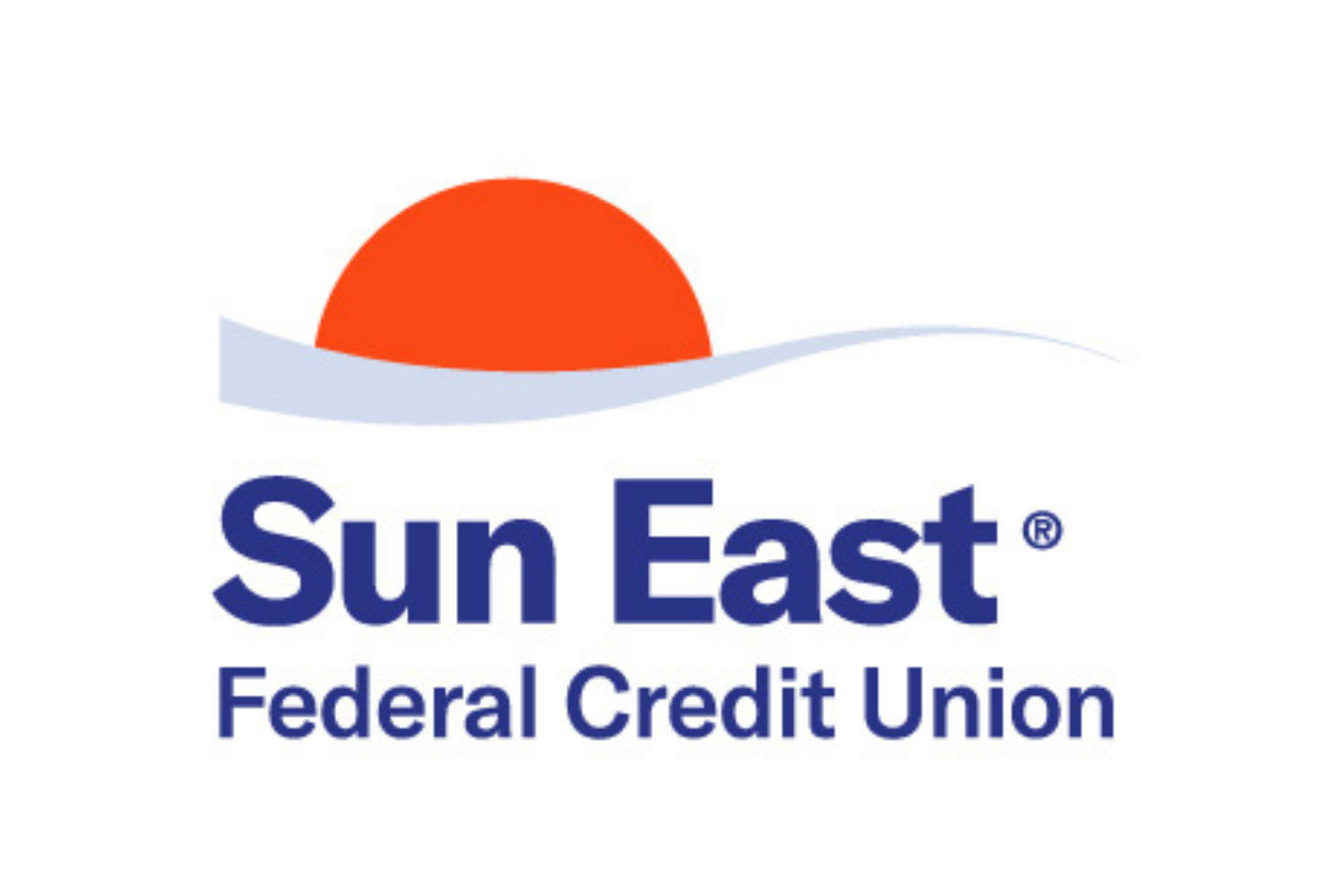 Sun East Federal Credit Union logo with a stylized orange sun rising behind a gray horizon and blue text.