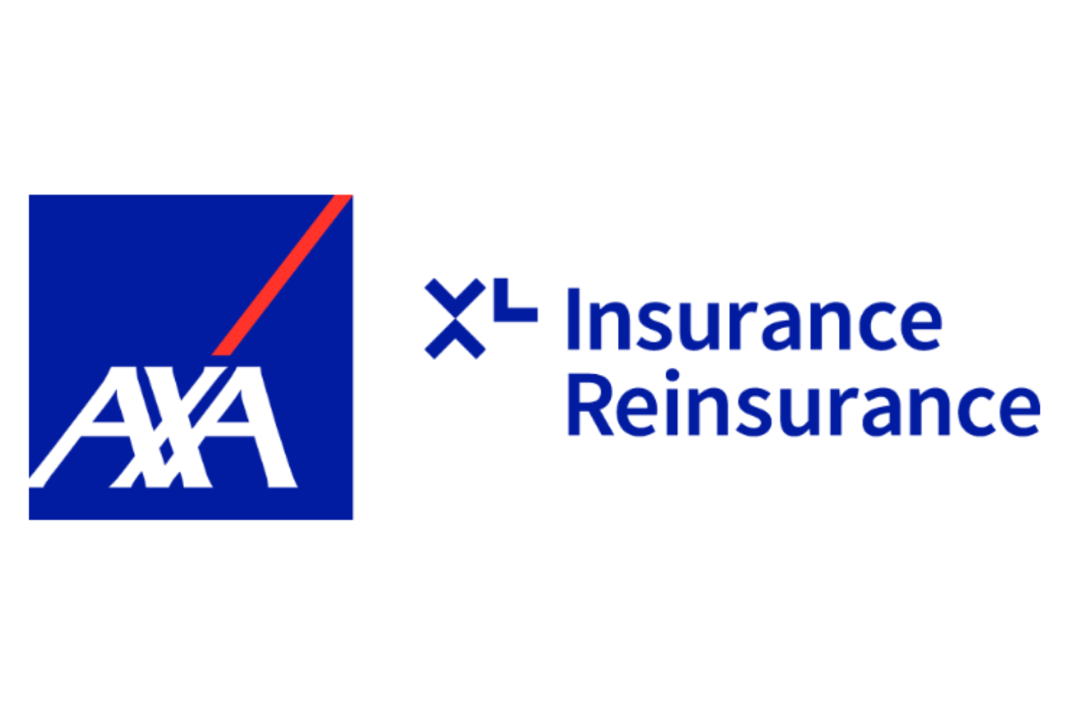 AXA logo with a blue square and red diagonal line, alongside text 'XL Insurance Reinsurance' in blue.