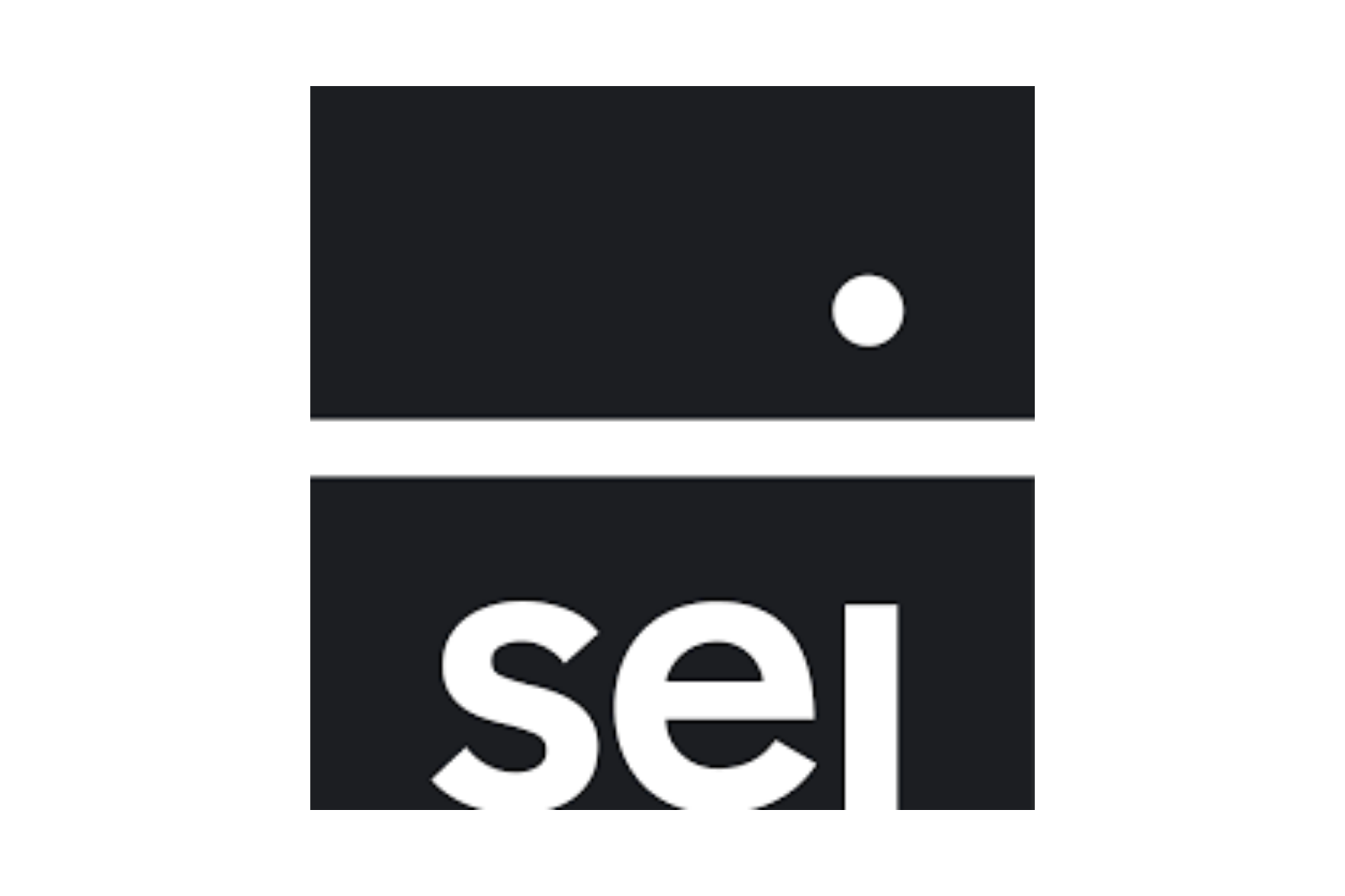 Black and white logo with a black rectangle on top featuring a white circle, and the word 'se' in white lowercase letters on a black background.