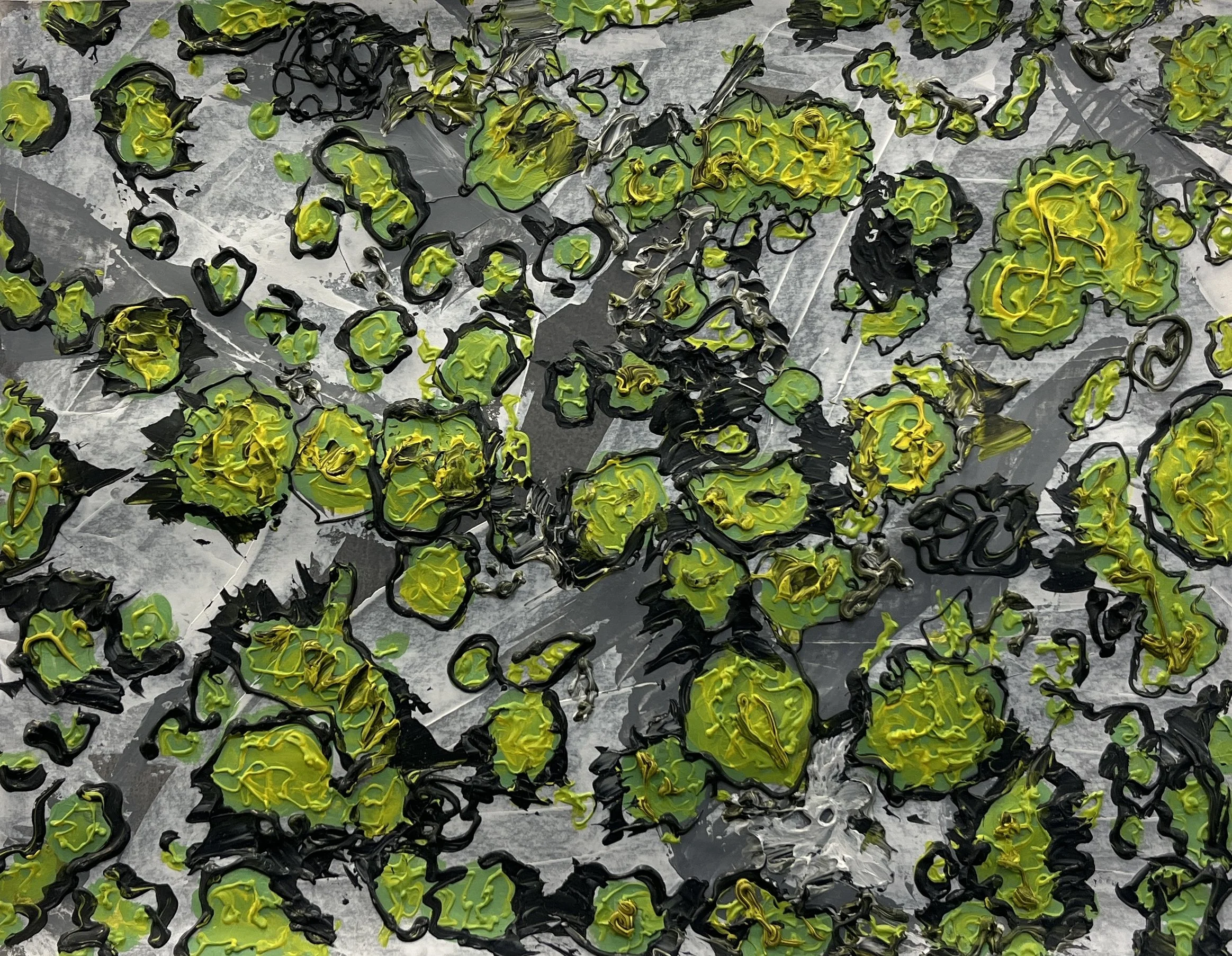 Lichen, 2025. Acrylic on paper. 14 x 11 inches.