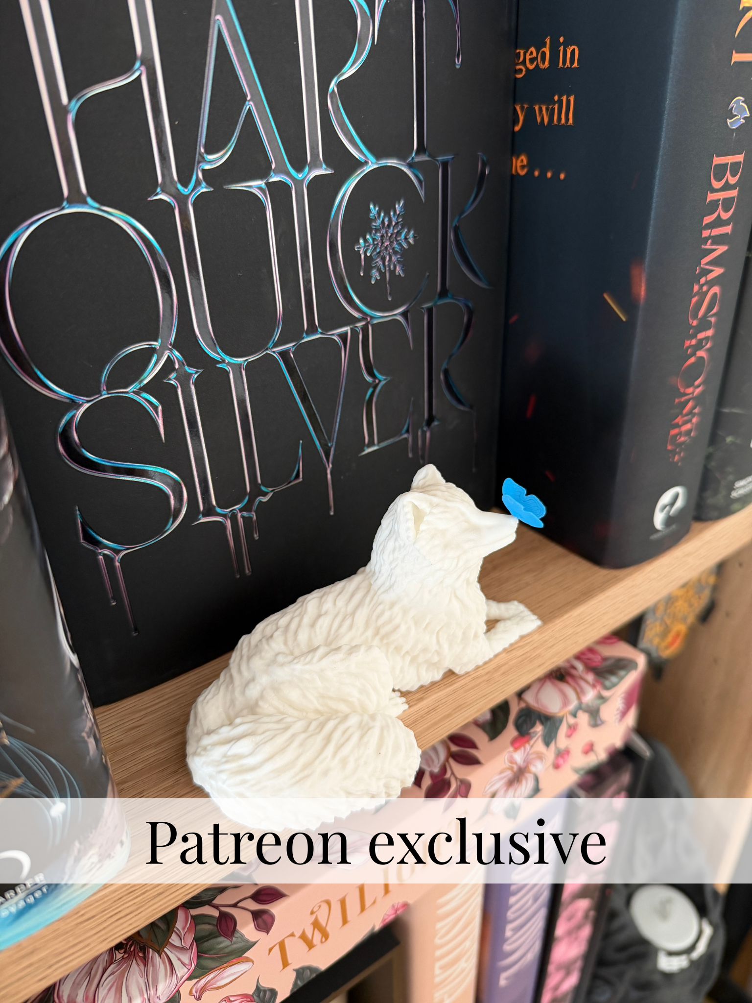 Arctic Fox with Butterfly on the Shelf