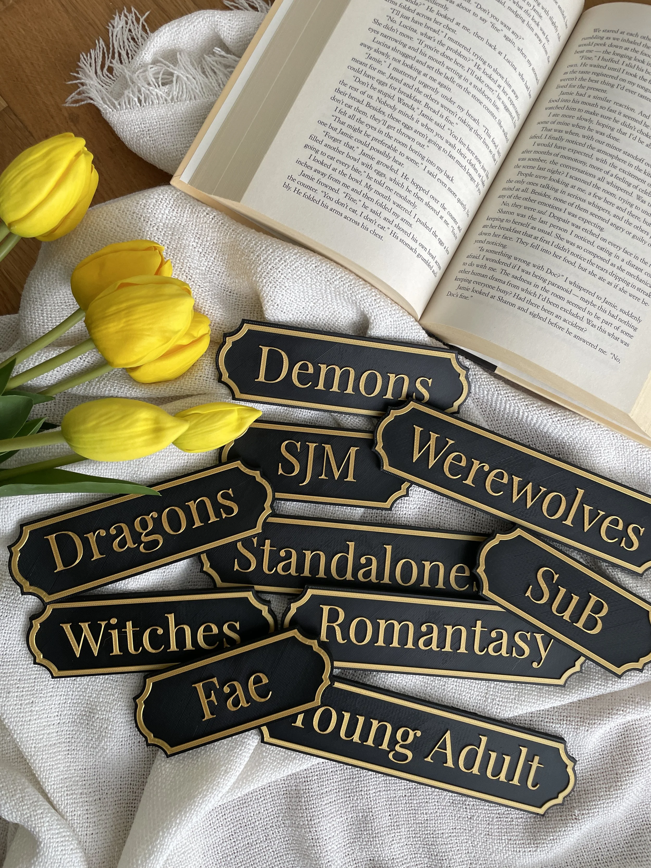 Customizable Bookshelf Signs with Holder