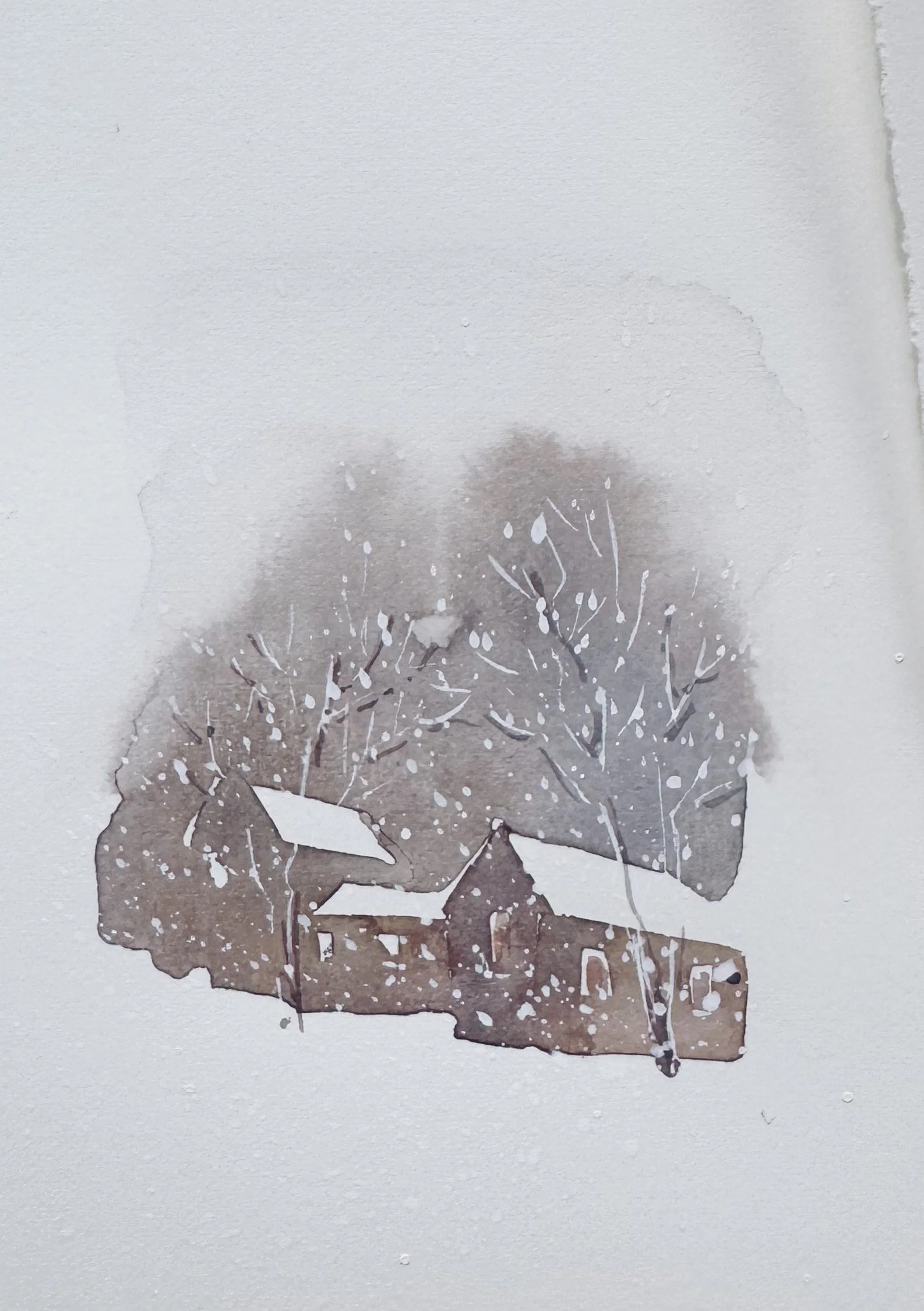 Old Brick Houses in the Snow