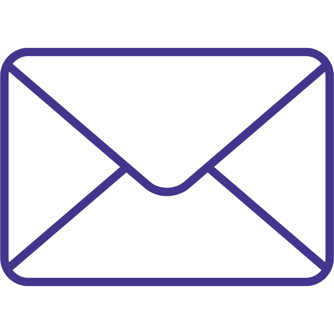 Outline of an envelope in purple.