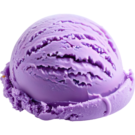 A scoop of purple ice cream on a flat surface.
