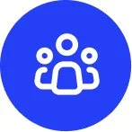 Icon of a group of four people inside a blue circle