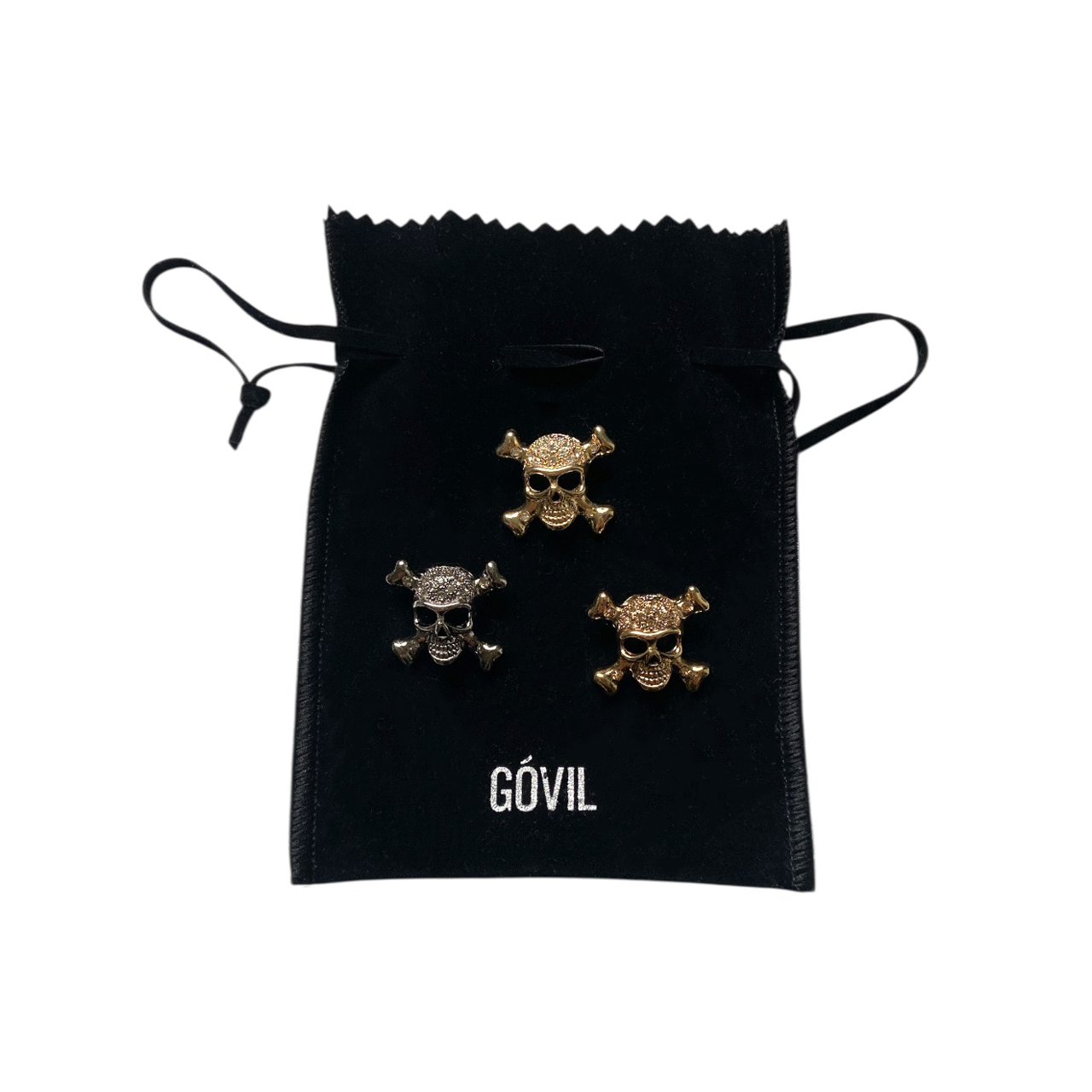 GOVIL  3- pc Skull pin brooch set