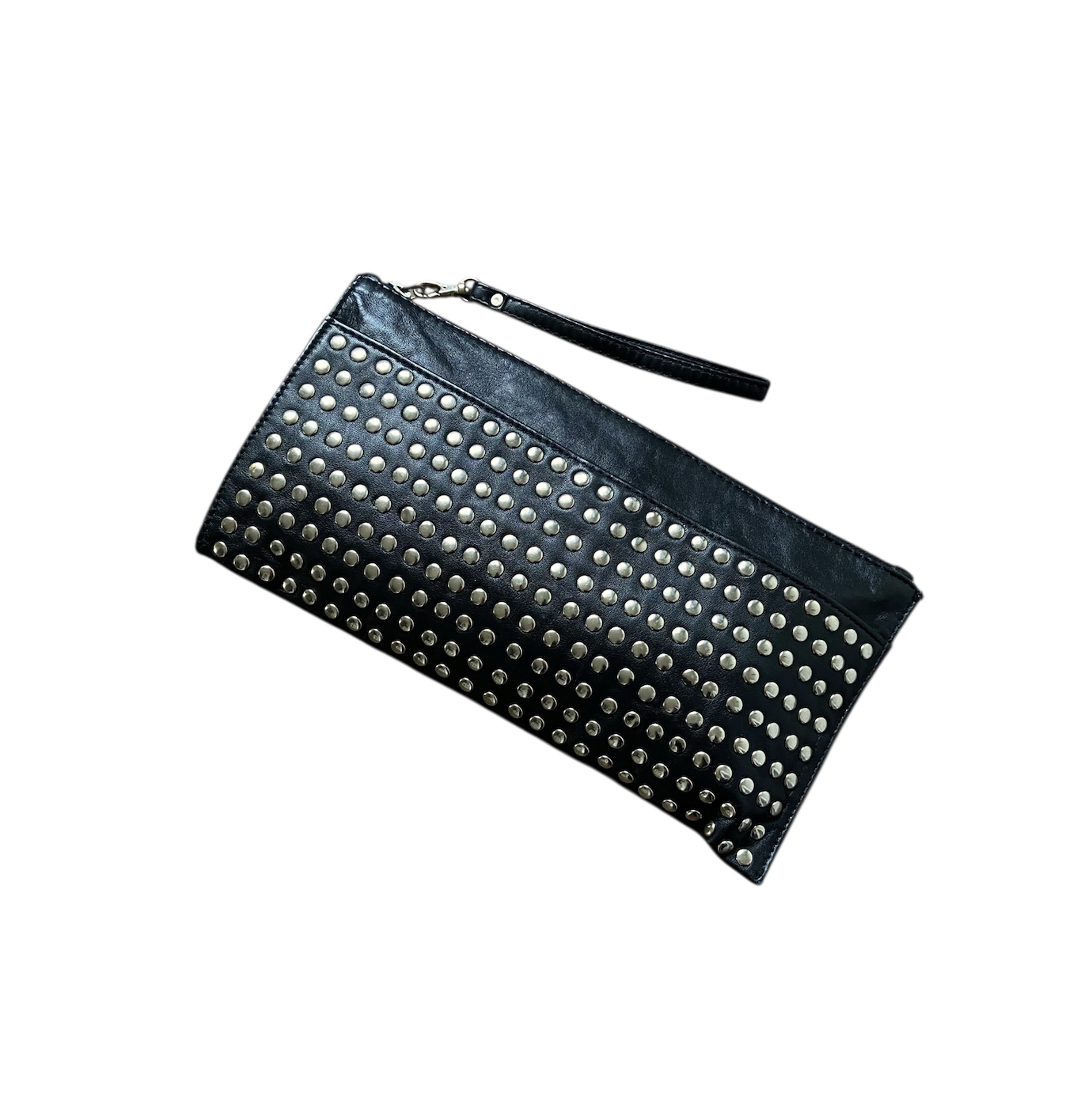 Pianura Studio Italian studded black leather clutch