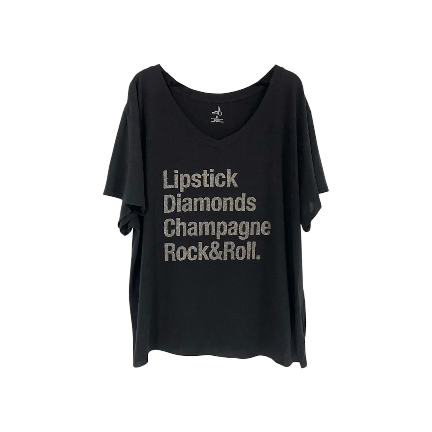"Lipstick, Diamonds, Champagne & Rock n' Roll" sleaze tee