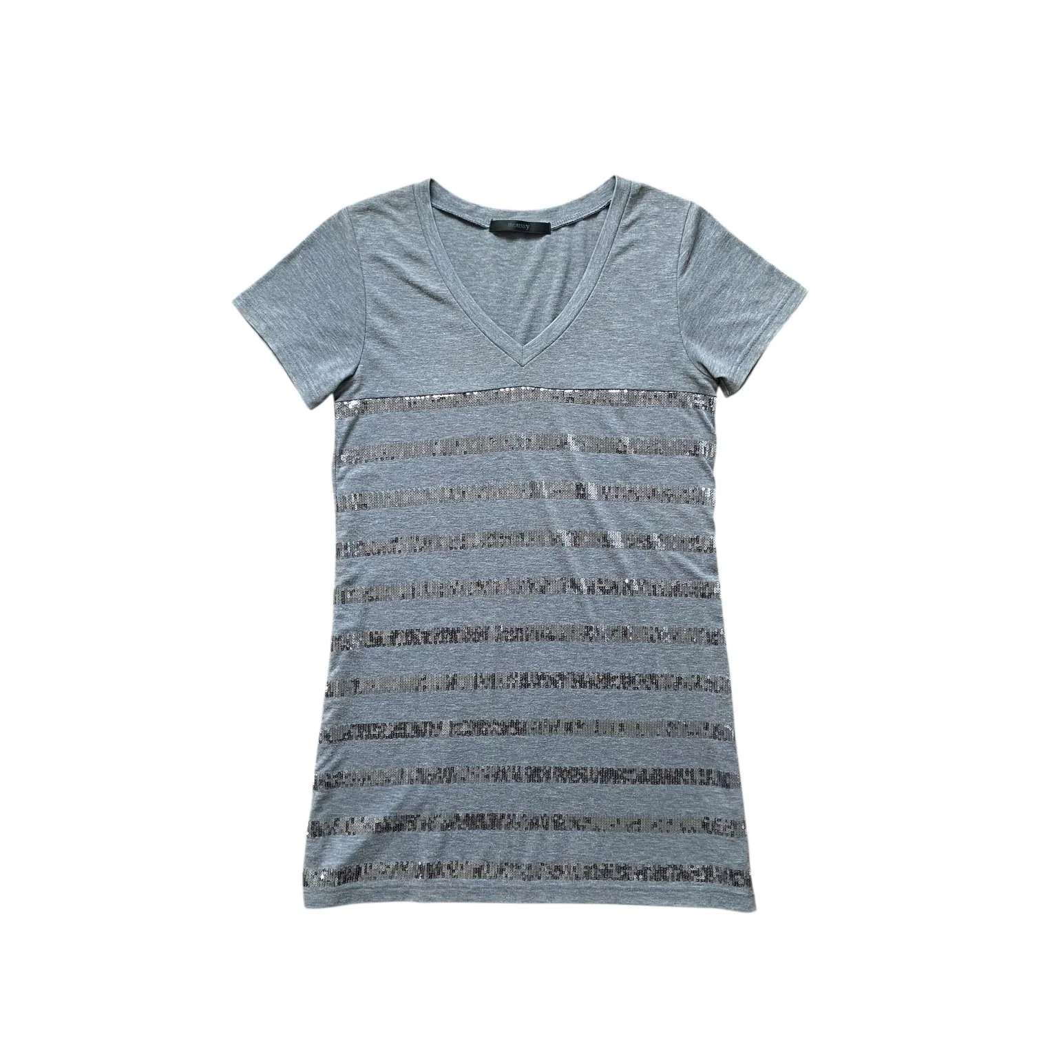MOUSSY gray sequin glam tee