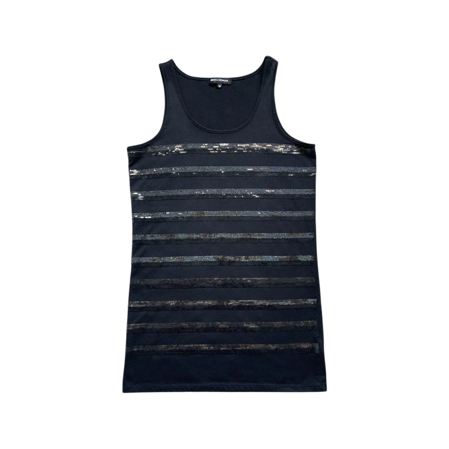 BUONA GIORNATA Sequin Striped Tank Top