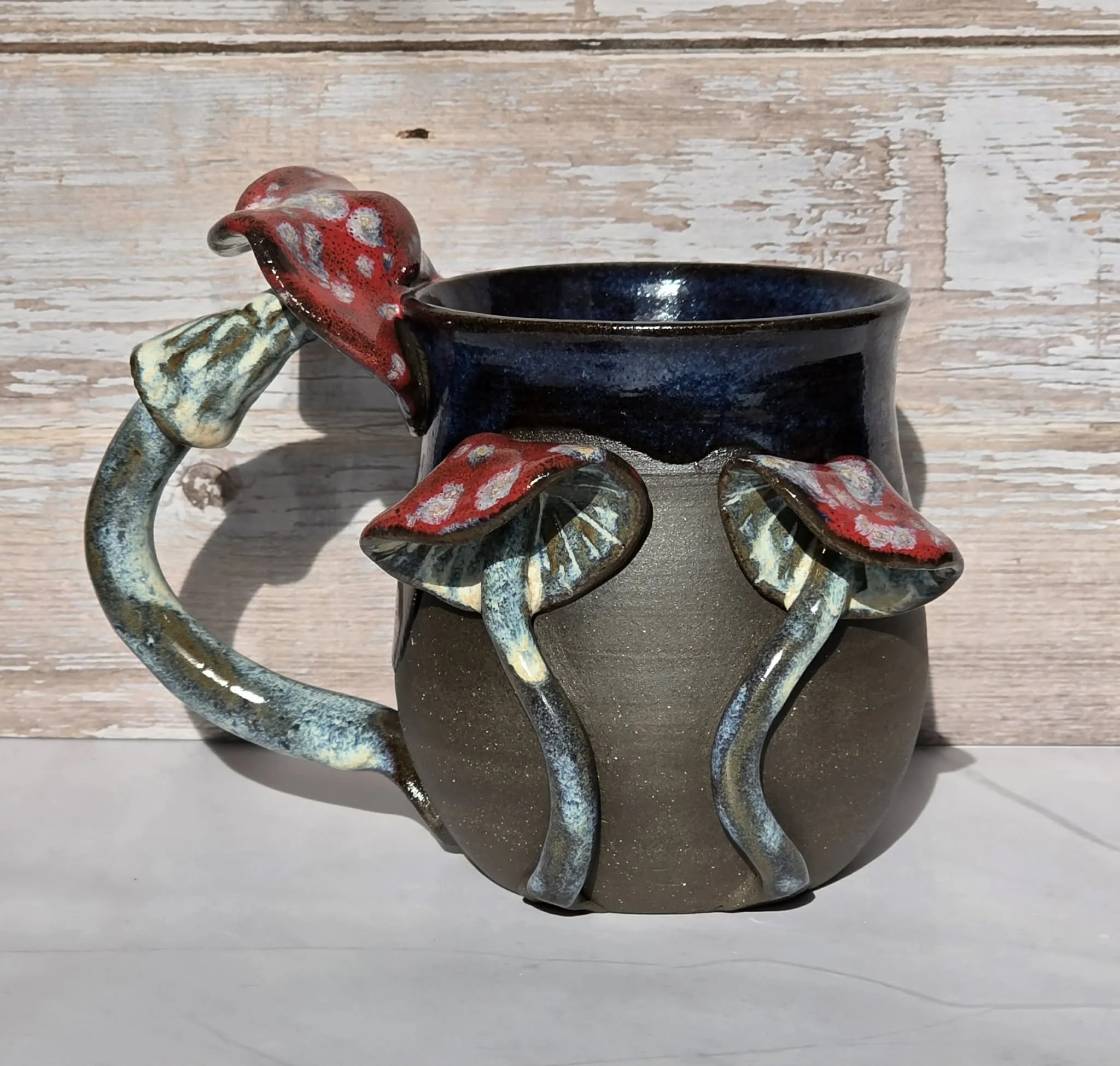 Mushroom Mug, Dark Blue