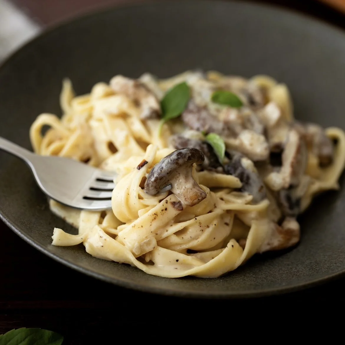 Macarrão com Cogumelo Vegano