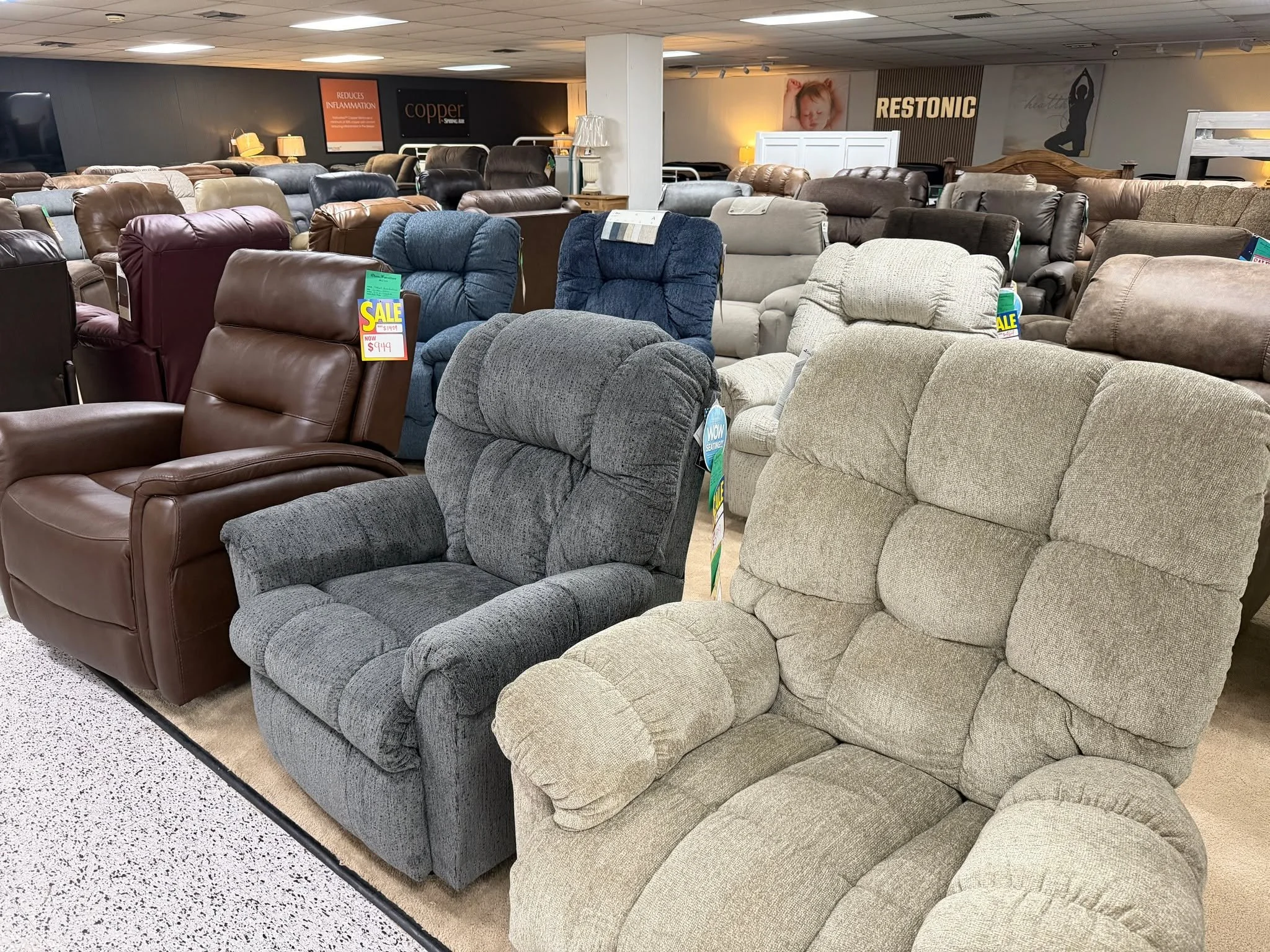 You wouldn't buy a car without sitting in it...

So why would you buy the chair you're going to spend YEARS sitting in without trying it first? 😂

Come test drive a recliner today.

Sit in five.

Sit in ten.

Try big ones.

Try small ones.

Try powe