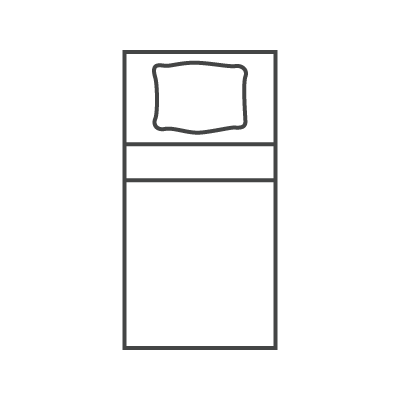 Line drawing of a Twin Size Mattress.