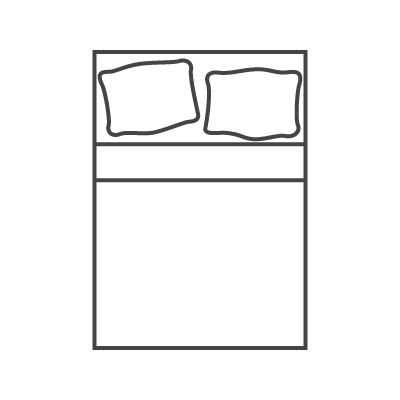 Line drawing of a Queen Size Mattress.