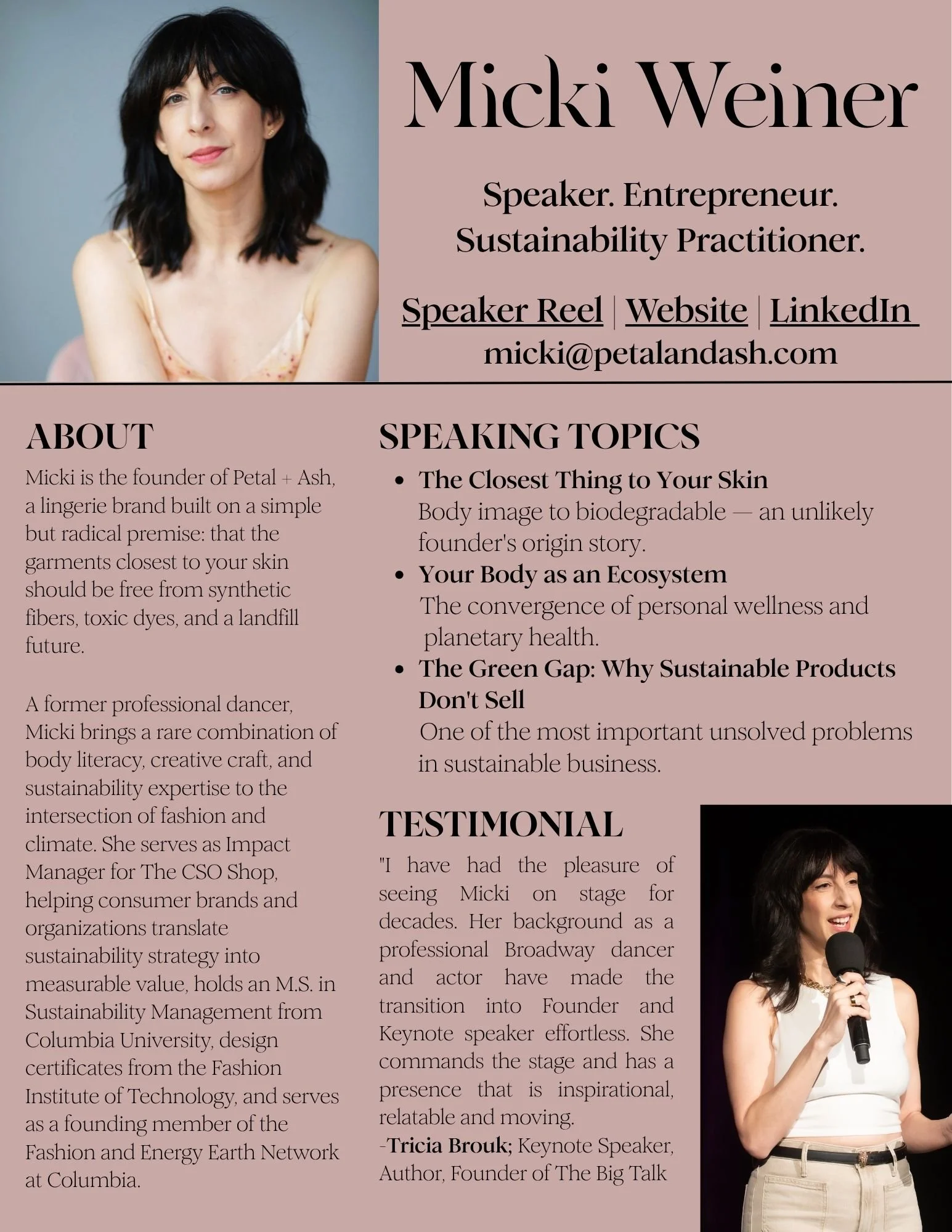 Micki Weiner Speaker 1 Pager