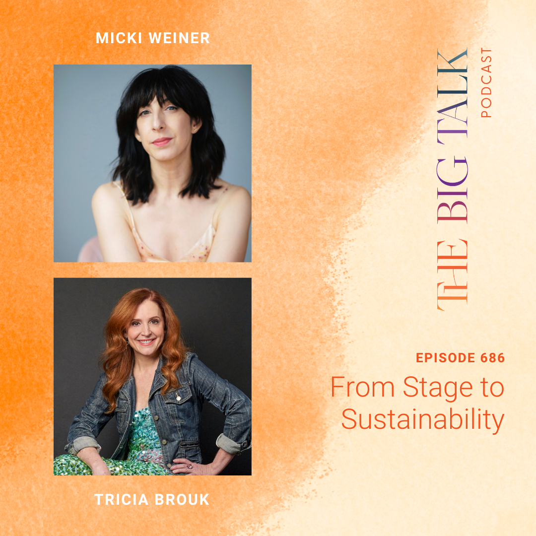 Photo of woman with brown hair and a woman with red hair, in a promo shot for The Big Talk Podcast