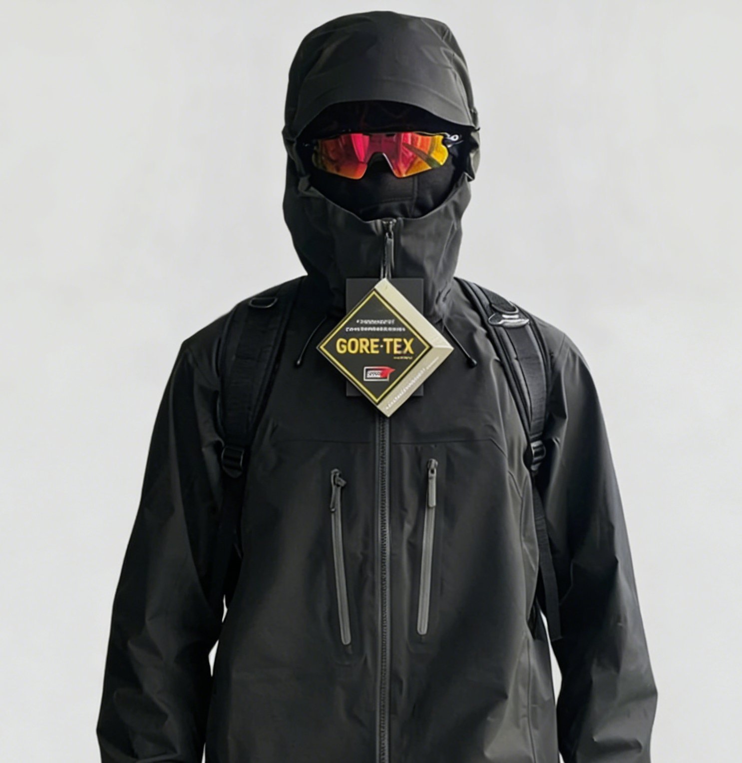 Black AR7 AP SV With Diy Logo Recco GORE-TEX Hardshell Jacket Triple-proof Technology Windproof Waterproof Underarm Openings Outerwear Outdoor