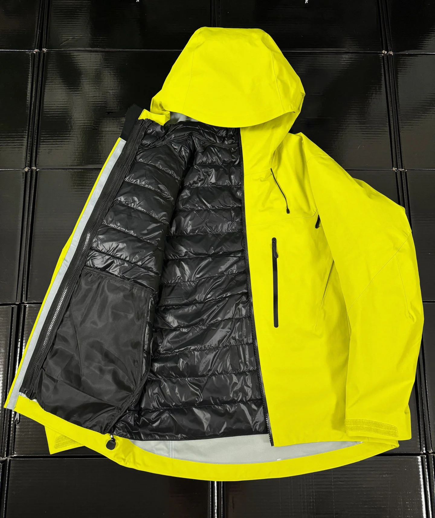 Green With Diy Logo AR AP SV7 Recco Puffer Jacket 3-in-1 Three Ways to Wear Removable Down Coat GORE-TEX Triple-proof Technology Windproof Waterproof Outdoor Outwear